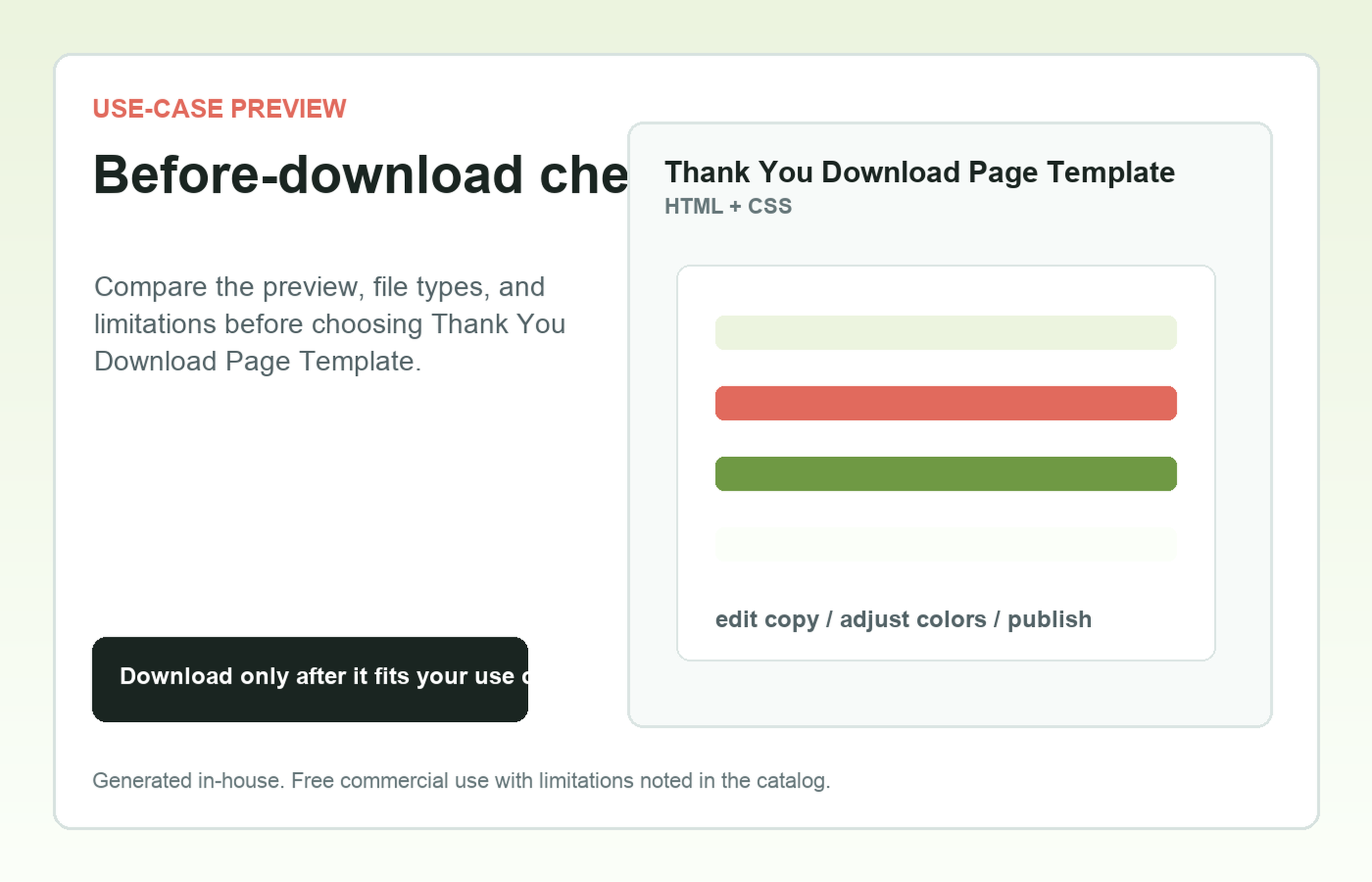 Thank You Download Page Template Before-download check use-case preview