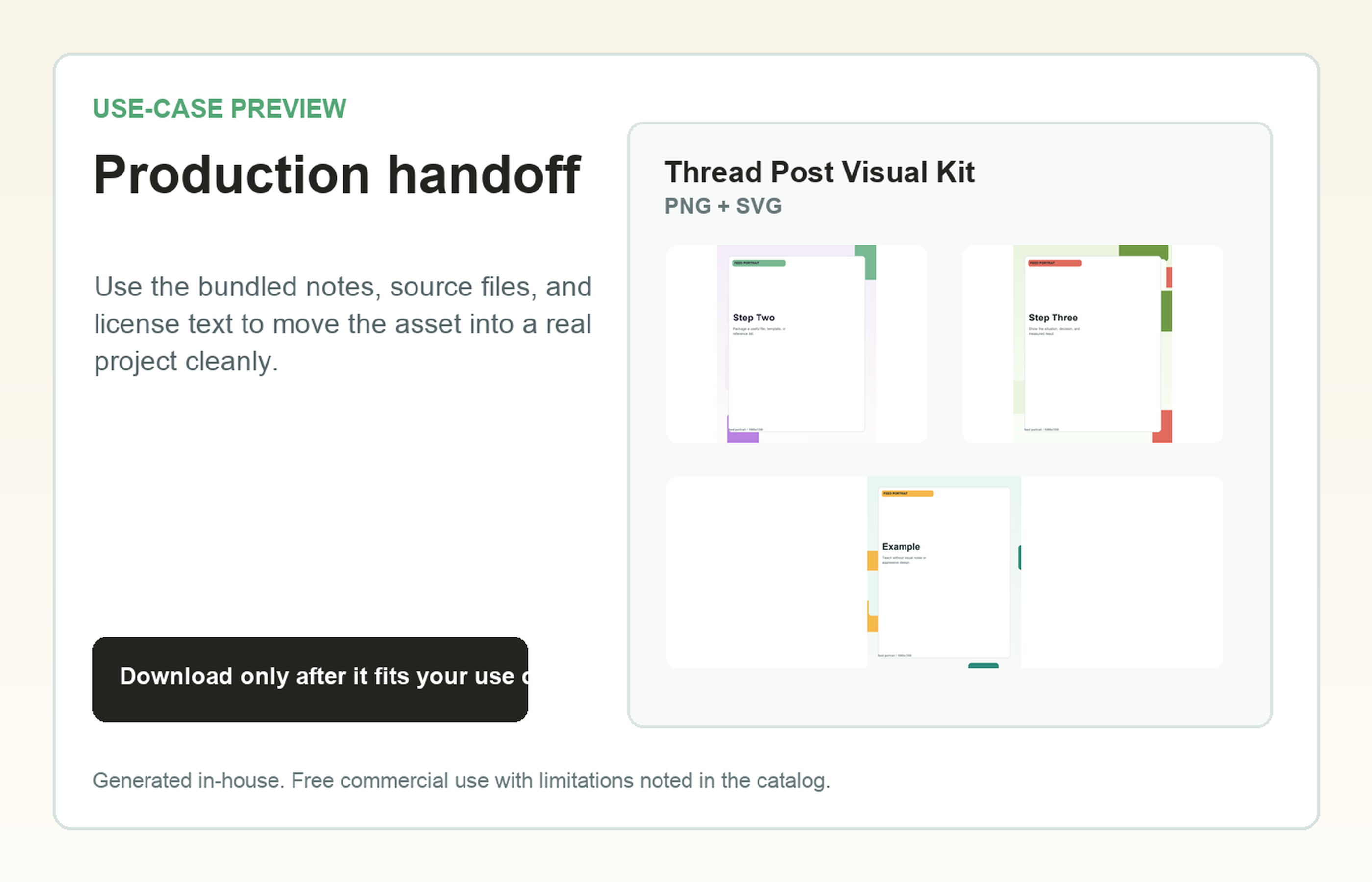 Thread Post Visual Kit Production handoff use-case preview