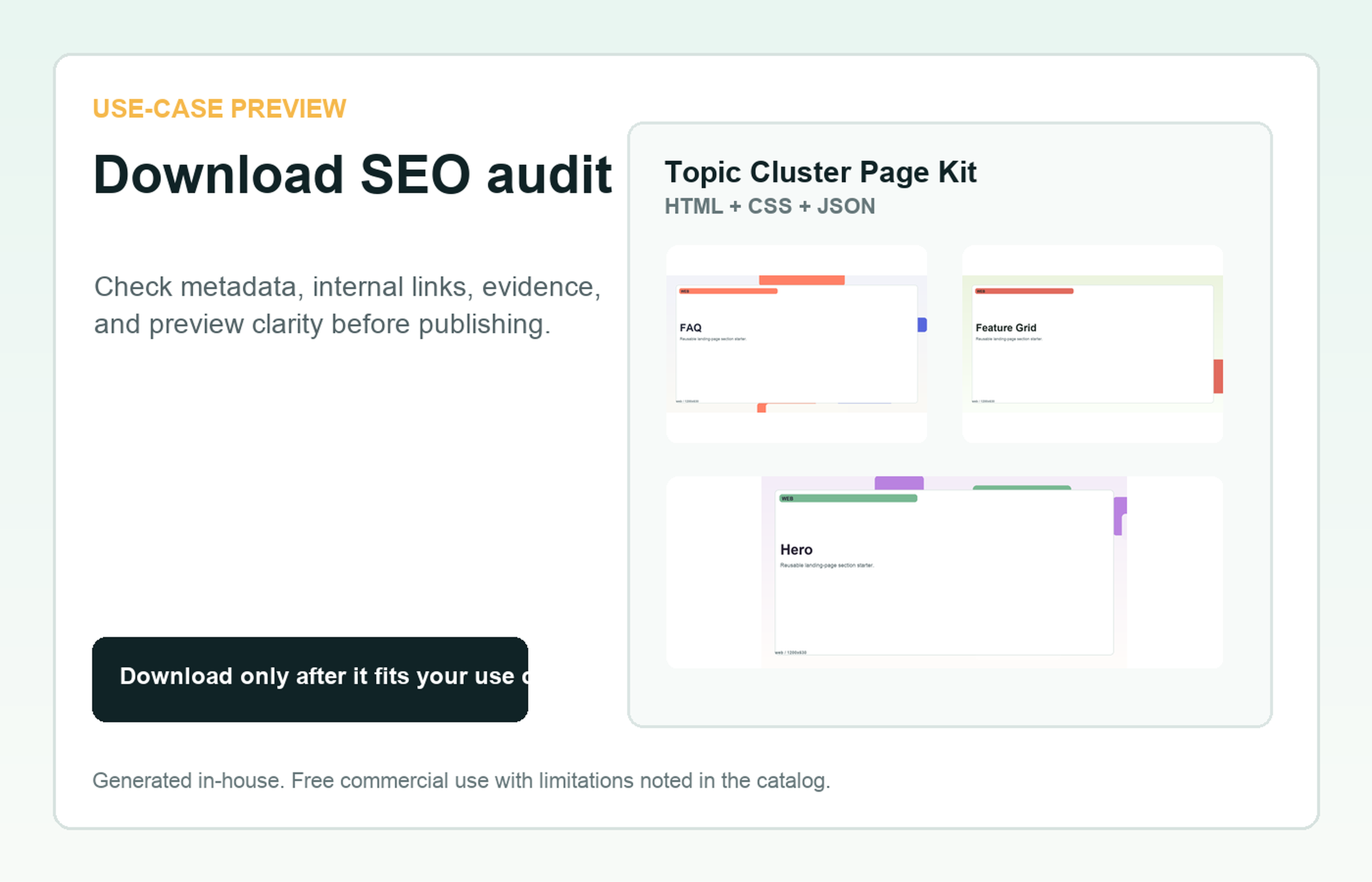 Topic Cluster Page Kit Download SEO audit use-case preview