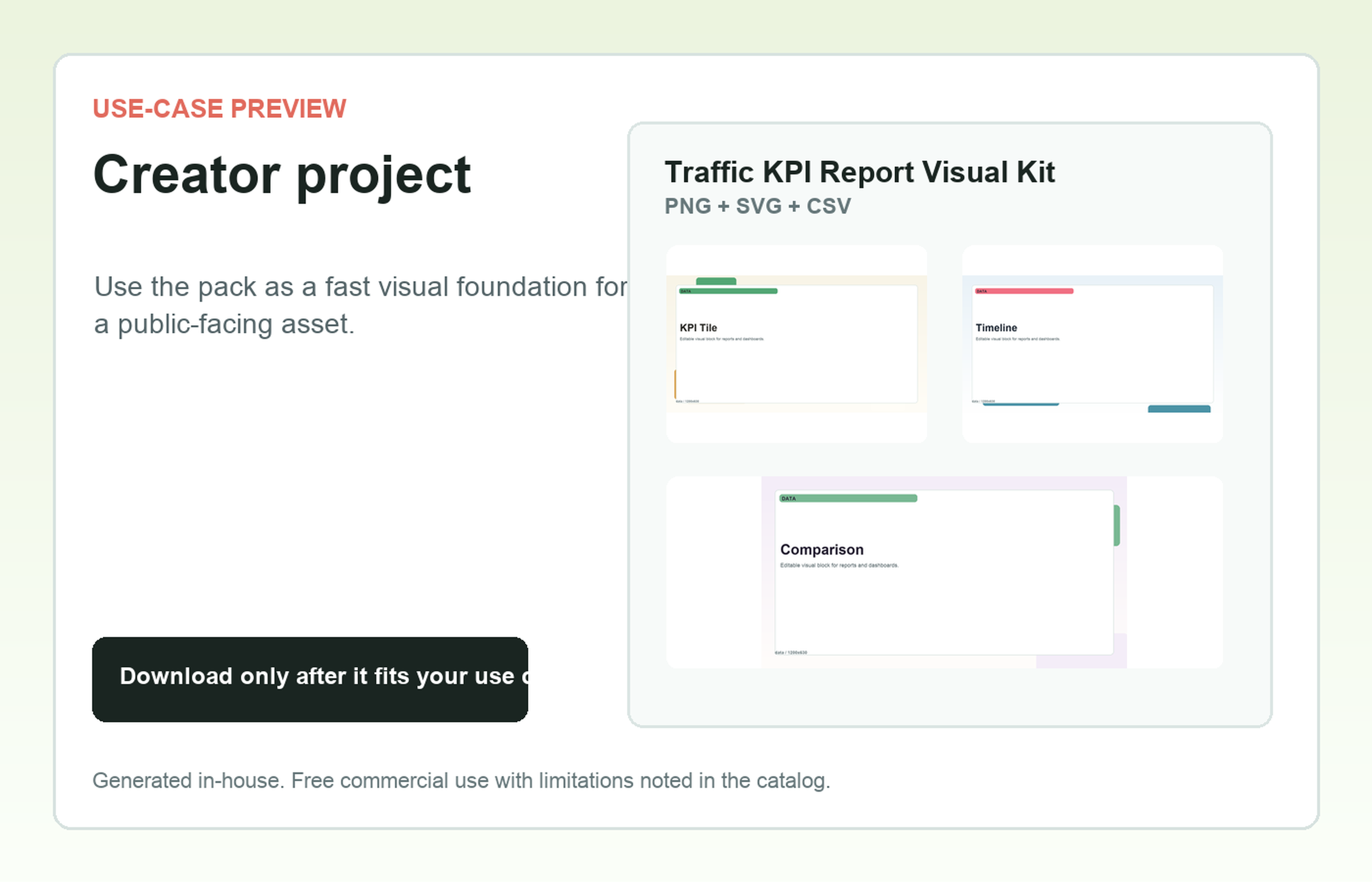 Traffic KPI Report Visual Kit Creator project use-case preview
