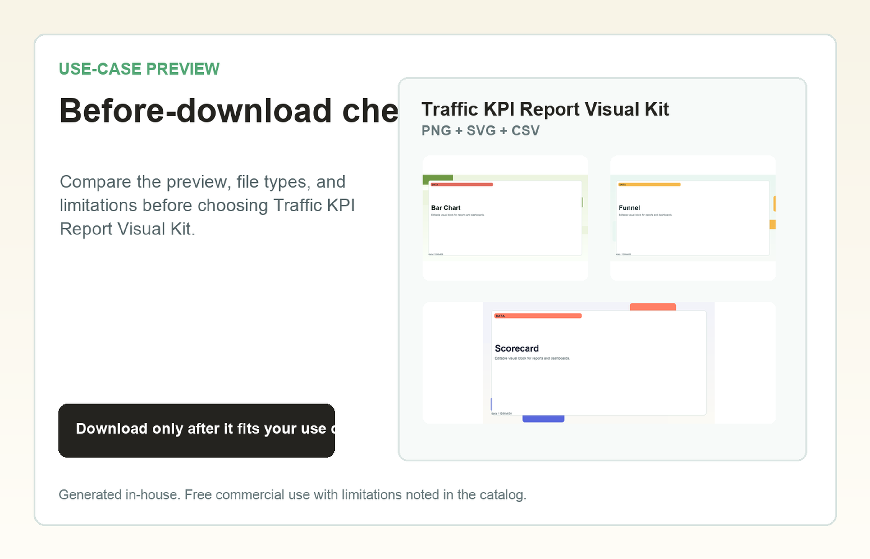 Traffic KPI Report Visual Kit Before-download check use-case preview