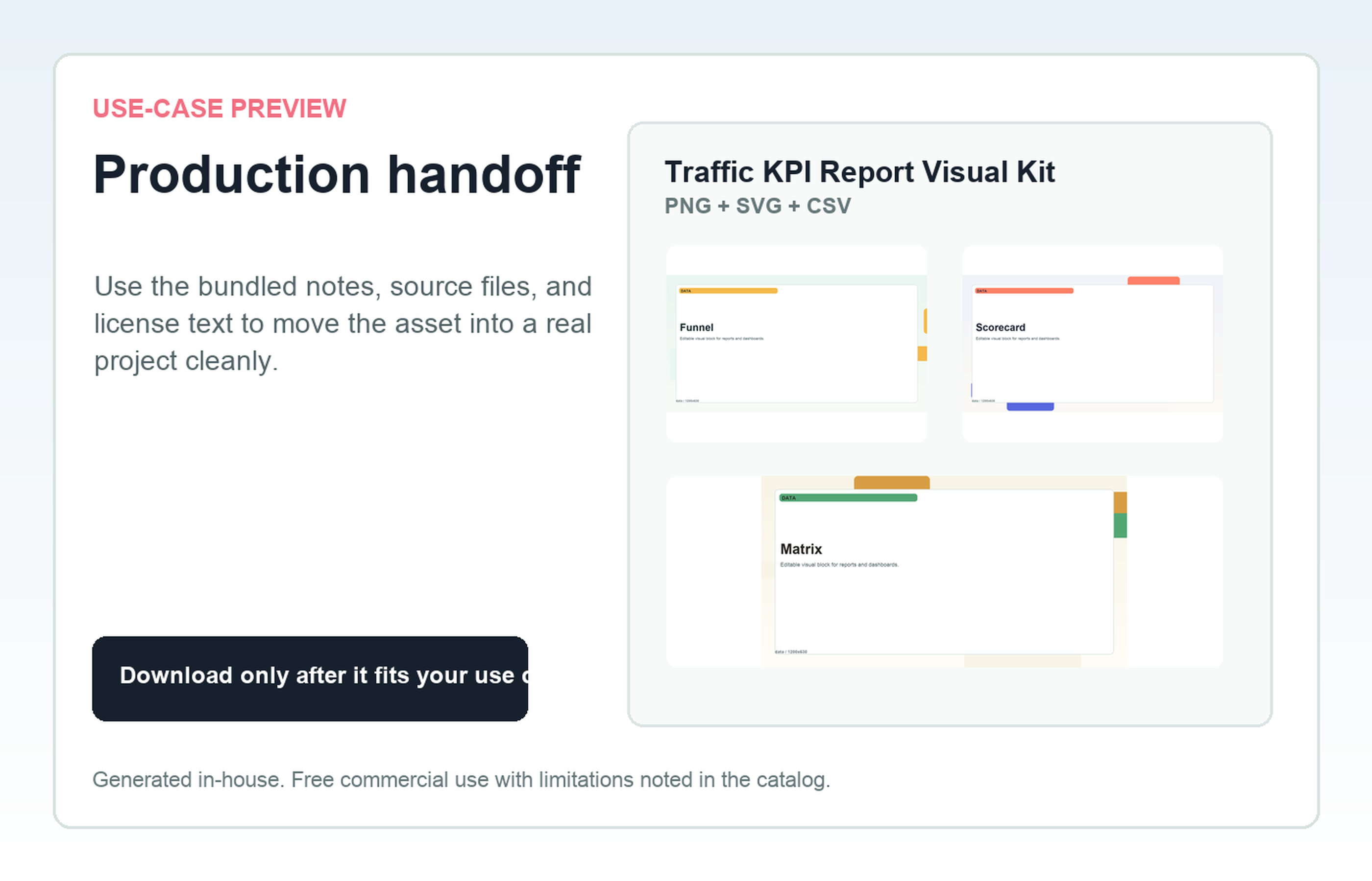 Traffic KPI Report Visual Kit Production handoff use-case preview