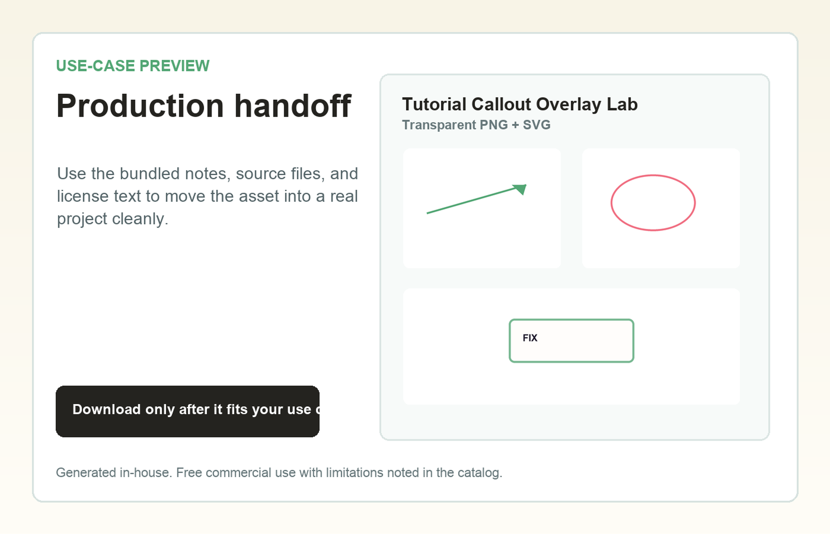 Tutorial Callout Overlay Lab Production handoff use-case preview