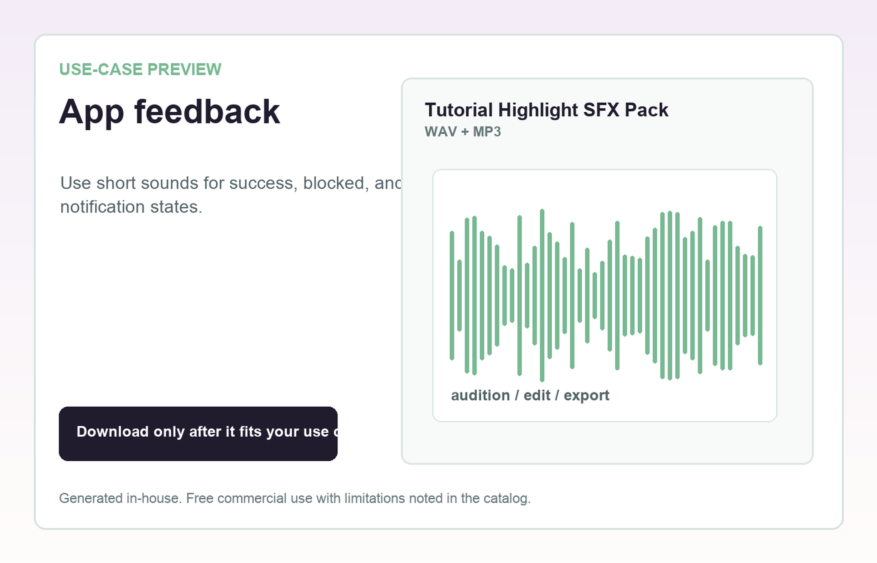 Tutorial Highlight SFX Pack App feedback use-case preview
