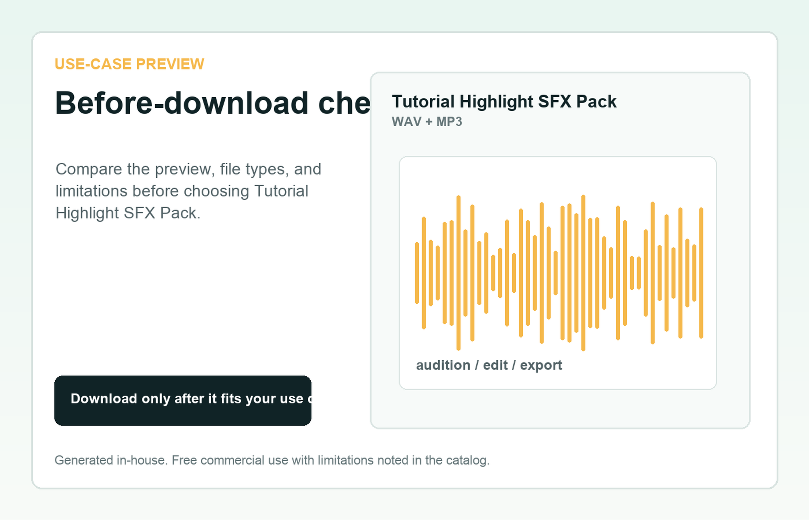 Tutorial Highlight SFX Pack Before-download check use-case preview