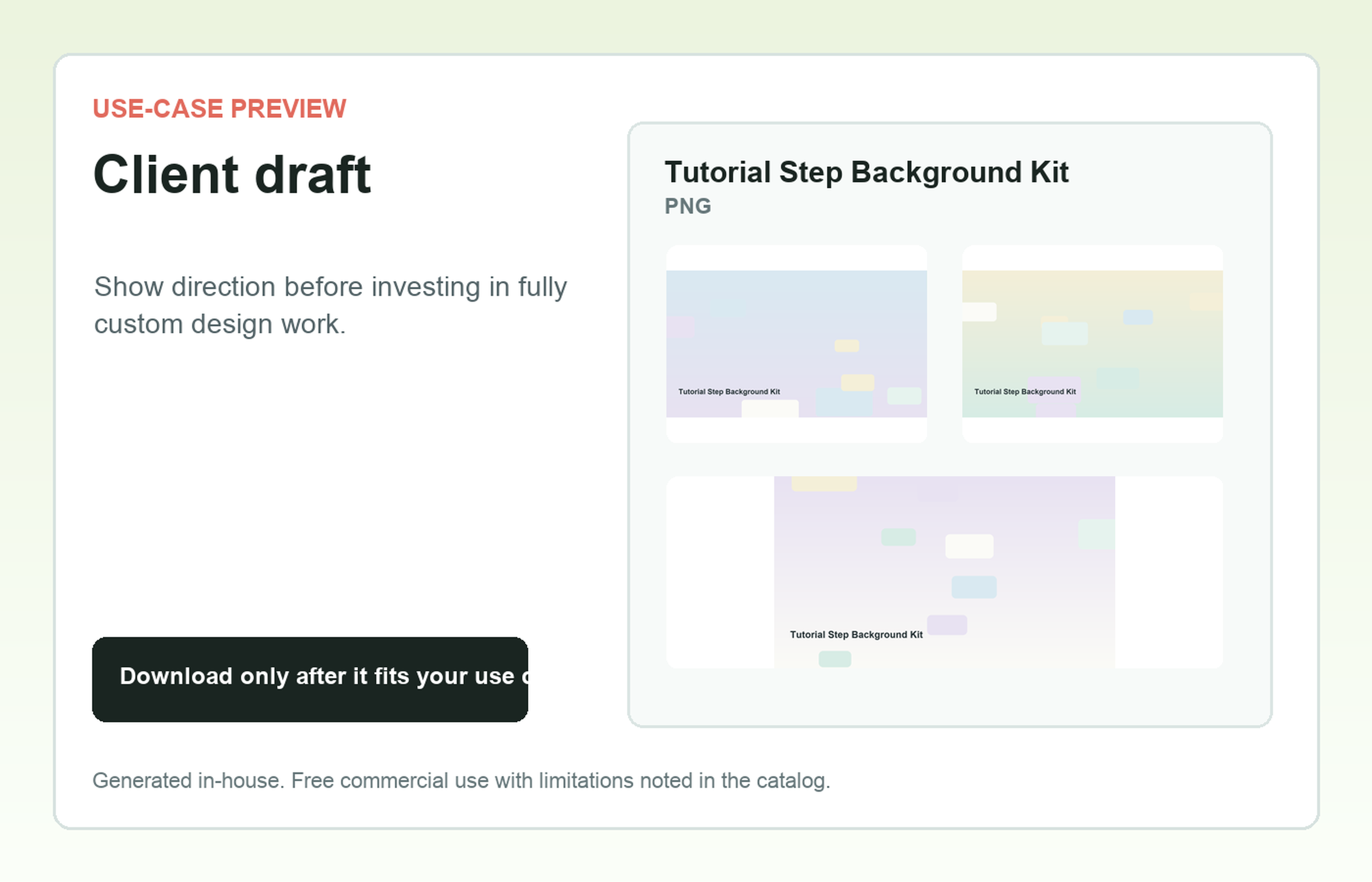 Tutorial Step Background Kit Client draft use-case preview