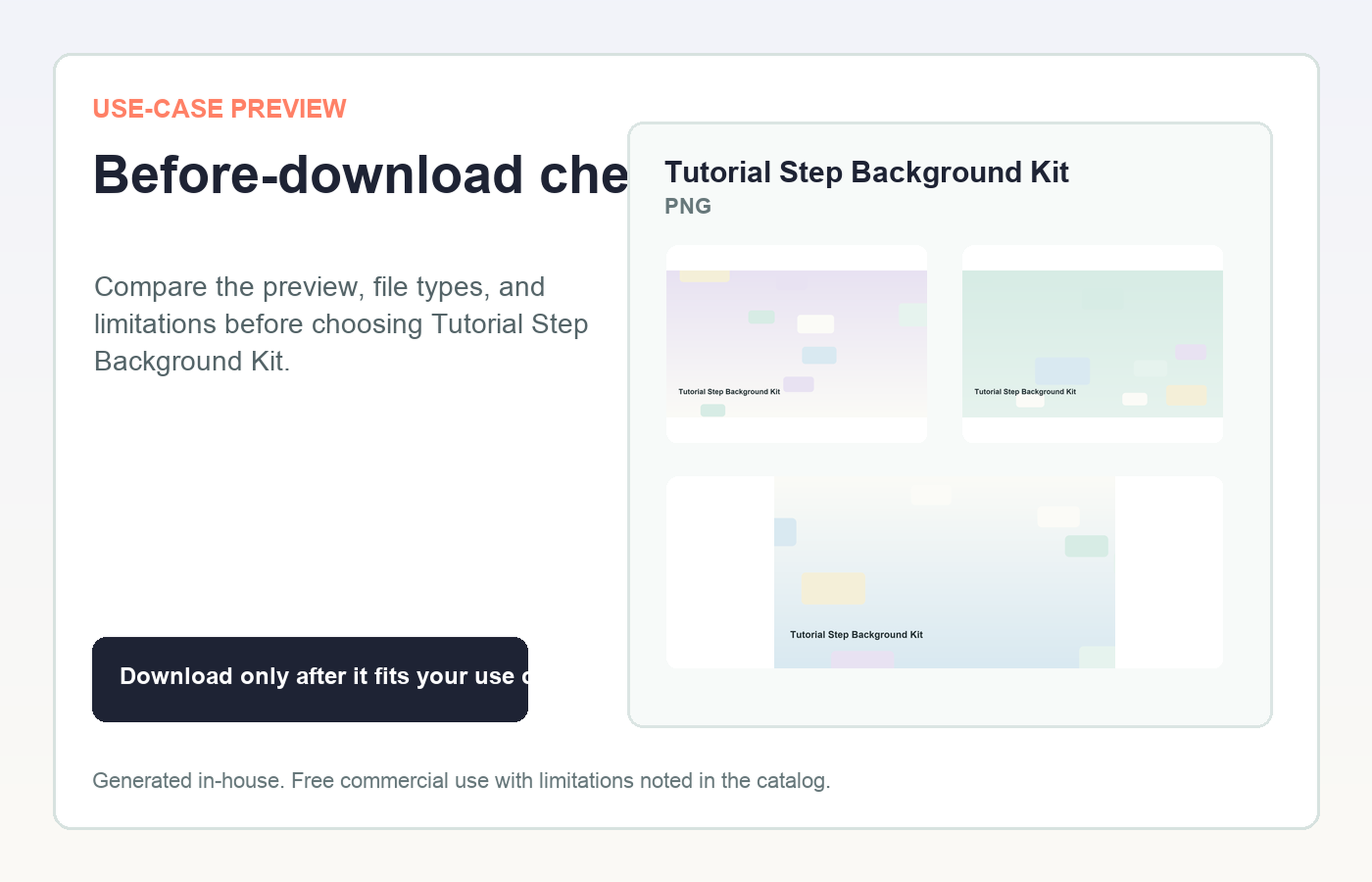 Tutorial Step Background Kit Before-download check use-case preview