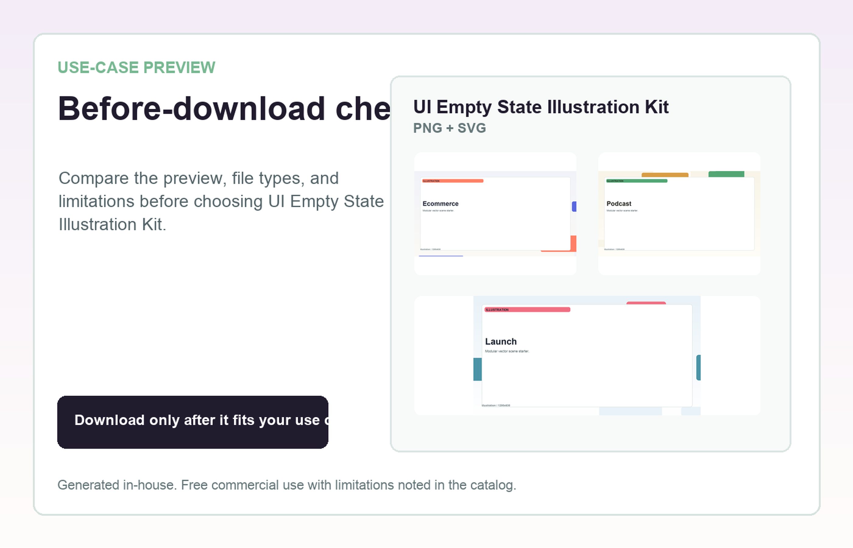 UI Empty State Illustration Kit Before-download check use-case preview