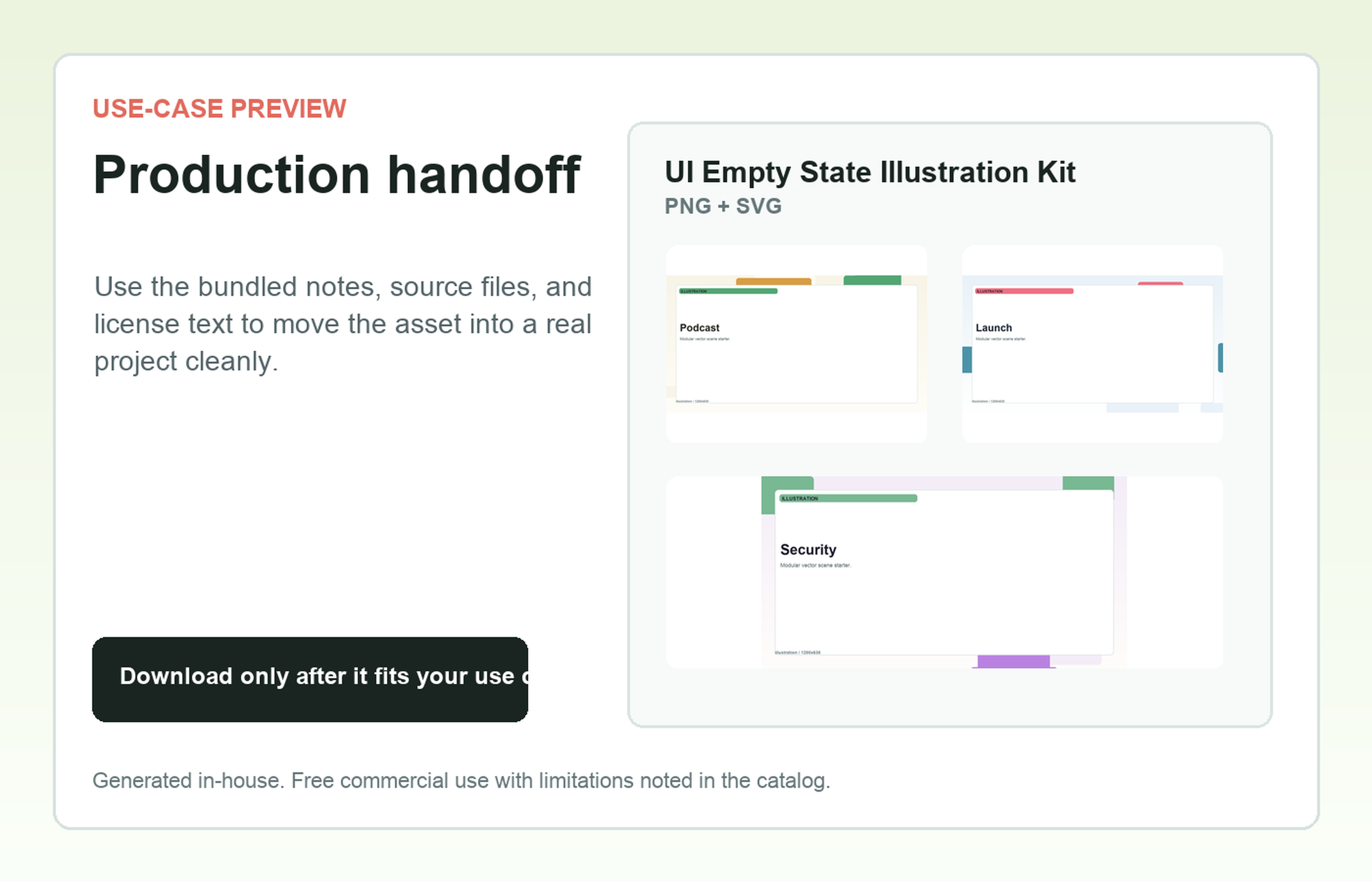 UI Empty State Illustration Kit Production handoff use-case preview