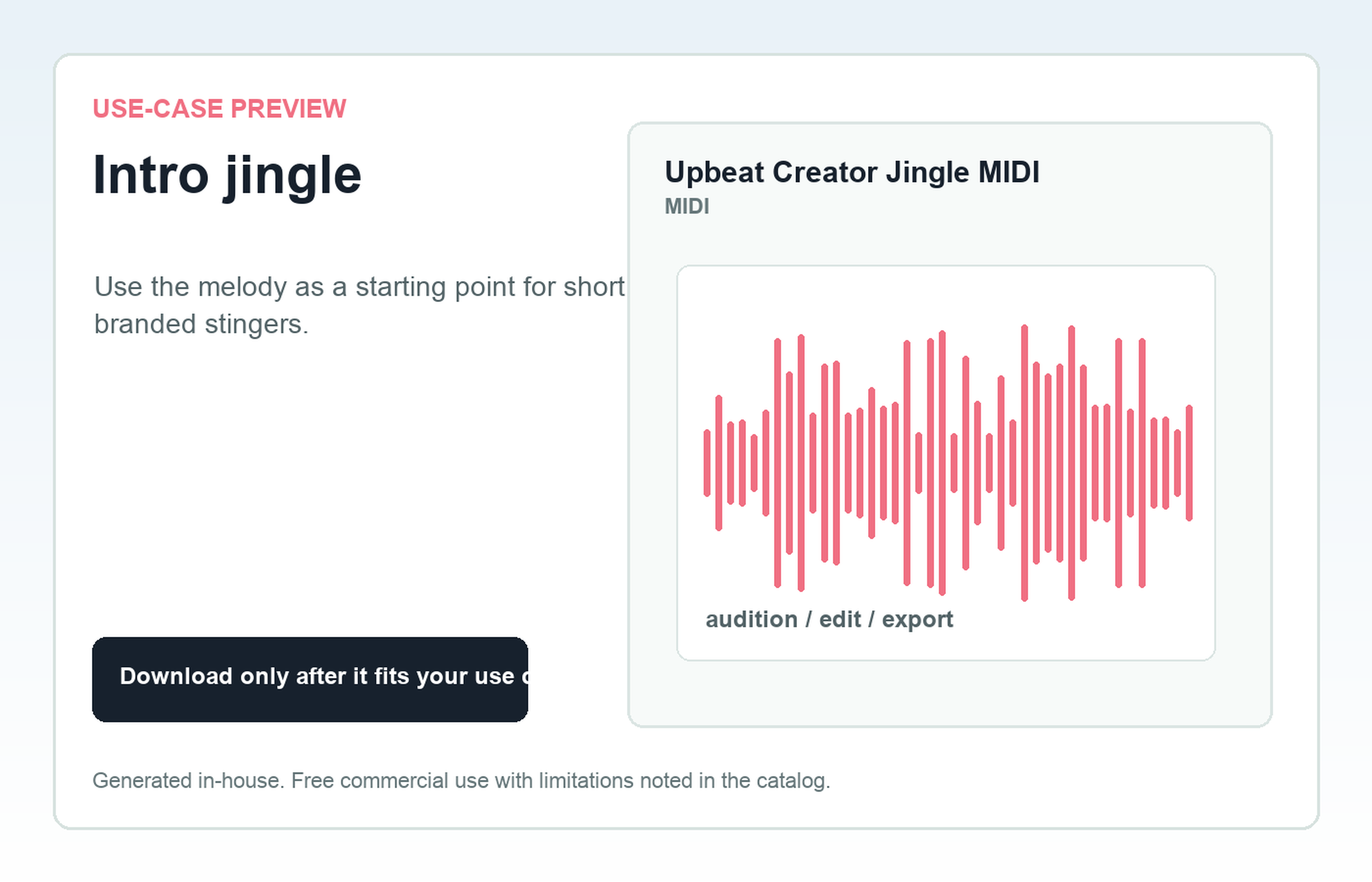 Upbeat Creator Jingle MIDI Intro jingle use-case preview