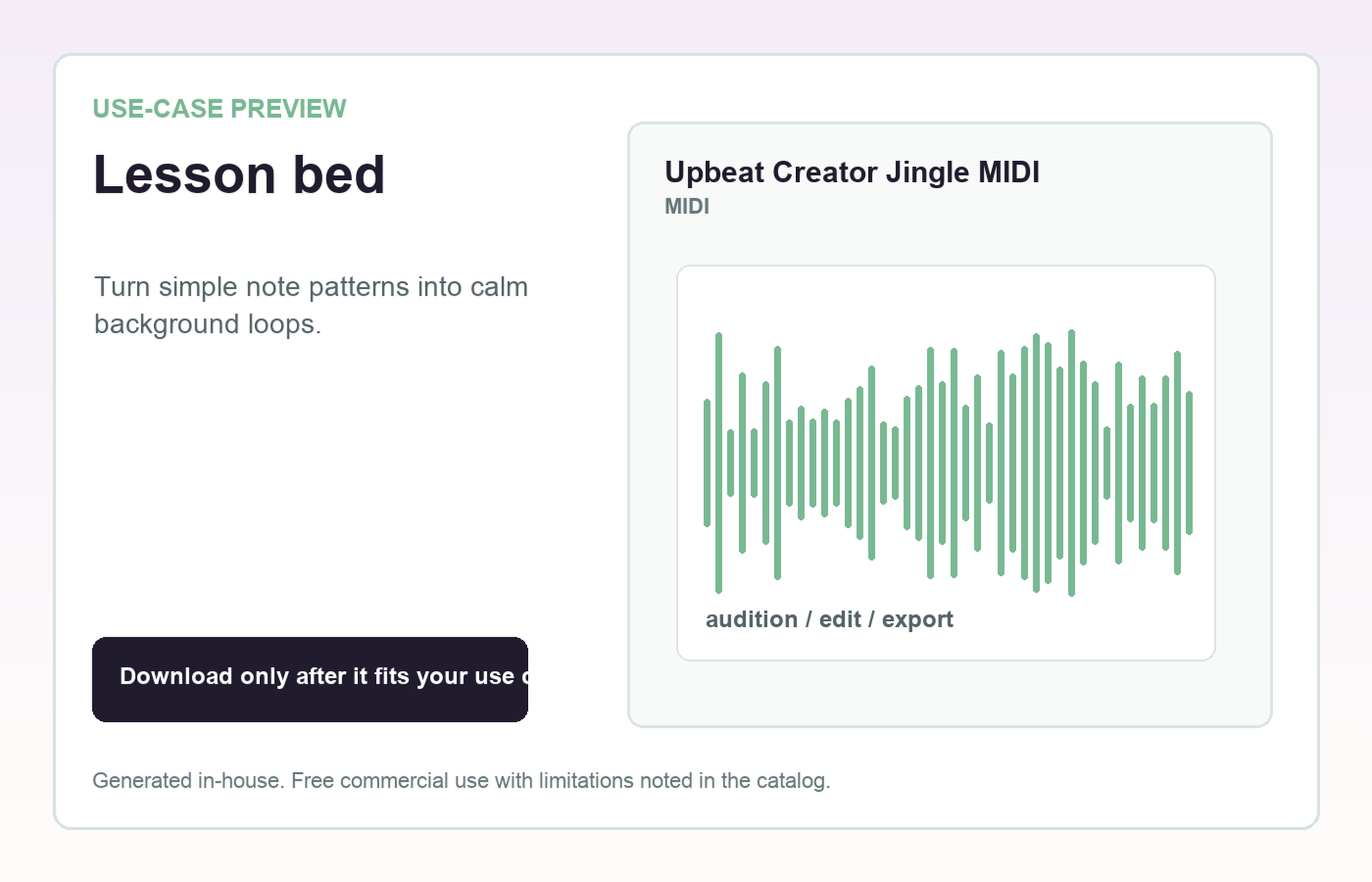 Upbeat Creator Jingle MIDI Lesson bed use-case preview