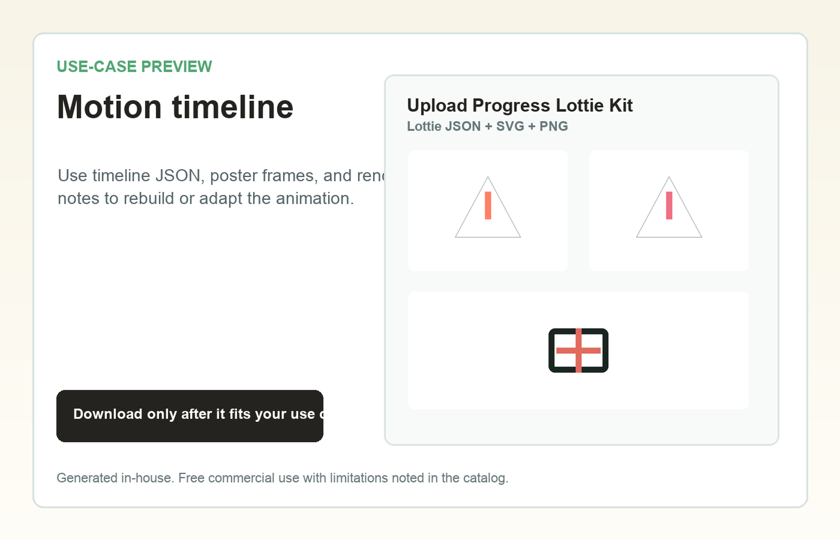 Upload Progress Lottie Kit Motion timeline use-case preview