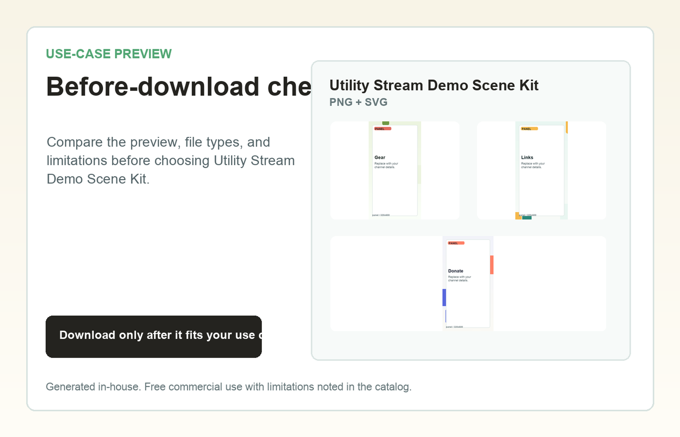 Utility Stream Demo Scene Kit Before-download check use-case preview
