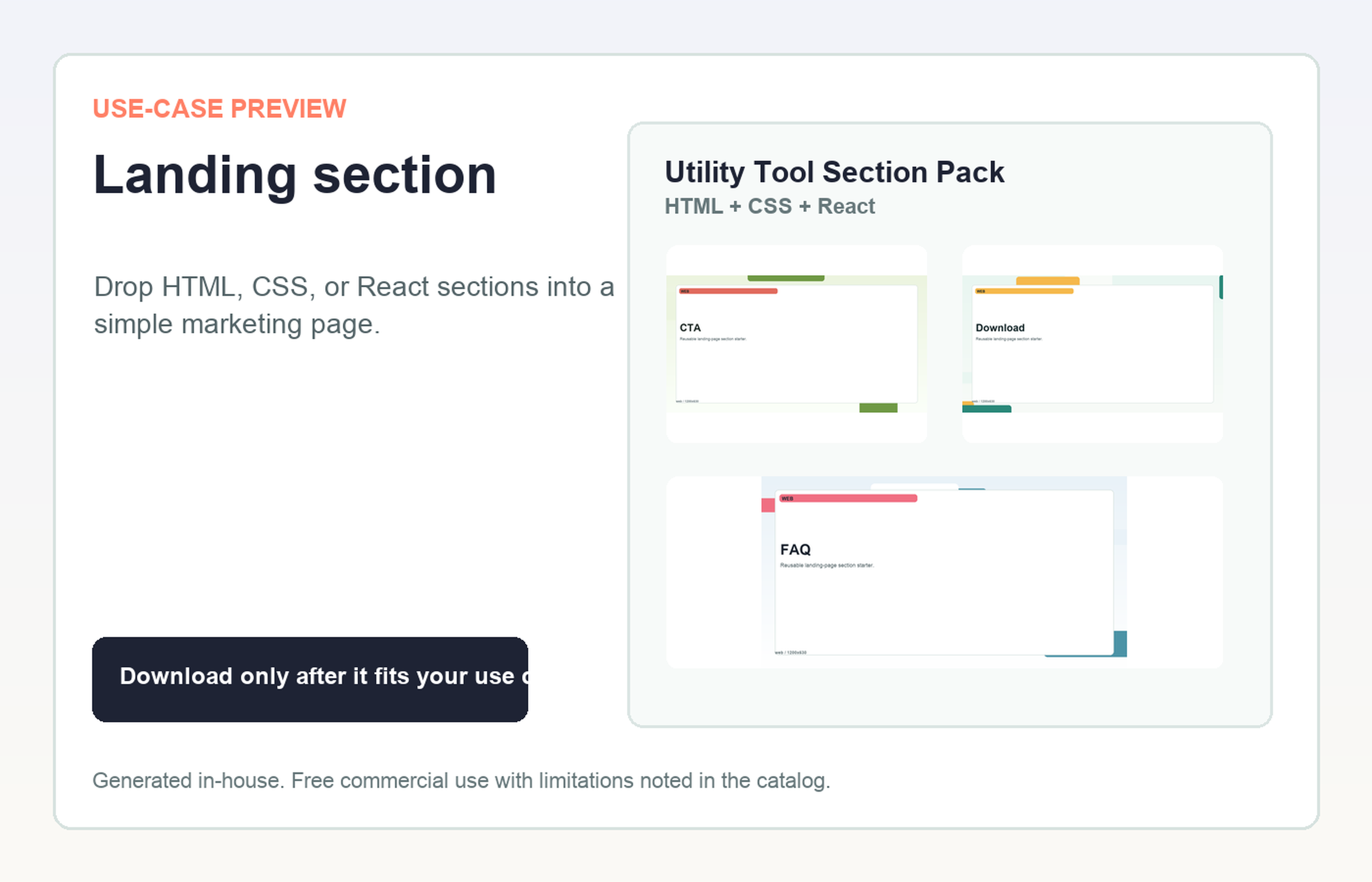 Utility Tool Section Pack Landing section use-case preview