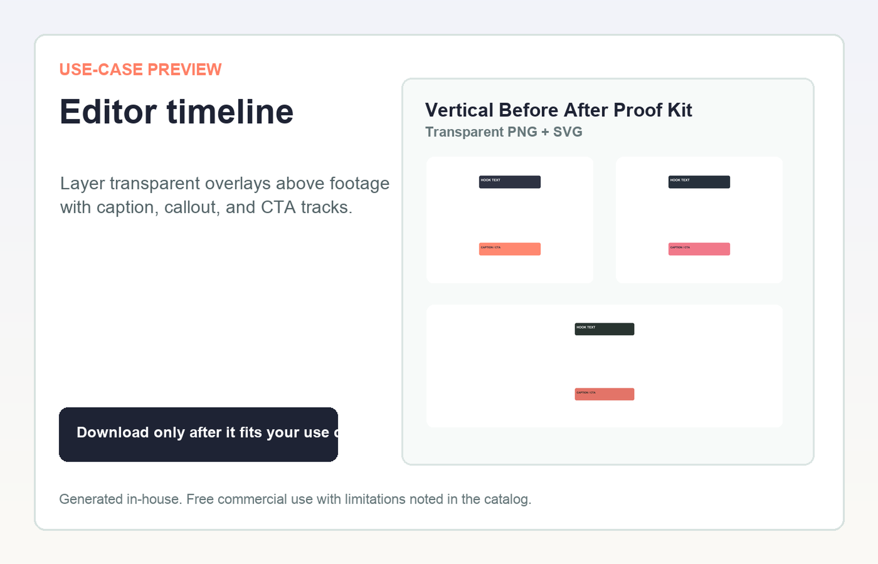 Vertical Before After Proof Kit Editor timeline use-case preview