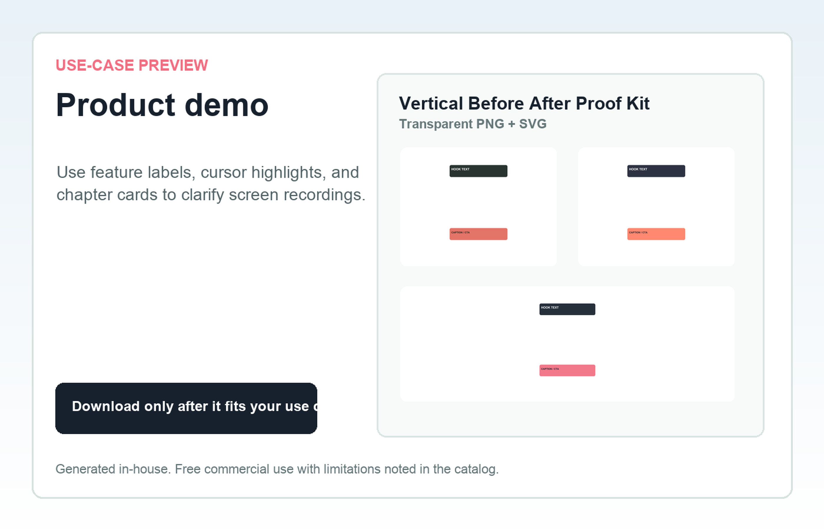 Vertical Before After Proof Kit Product demo use-case preview