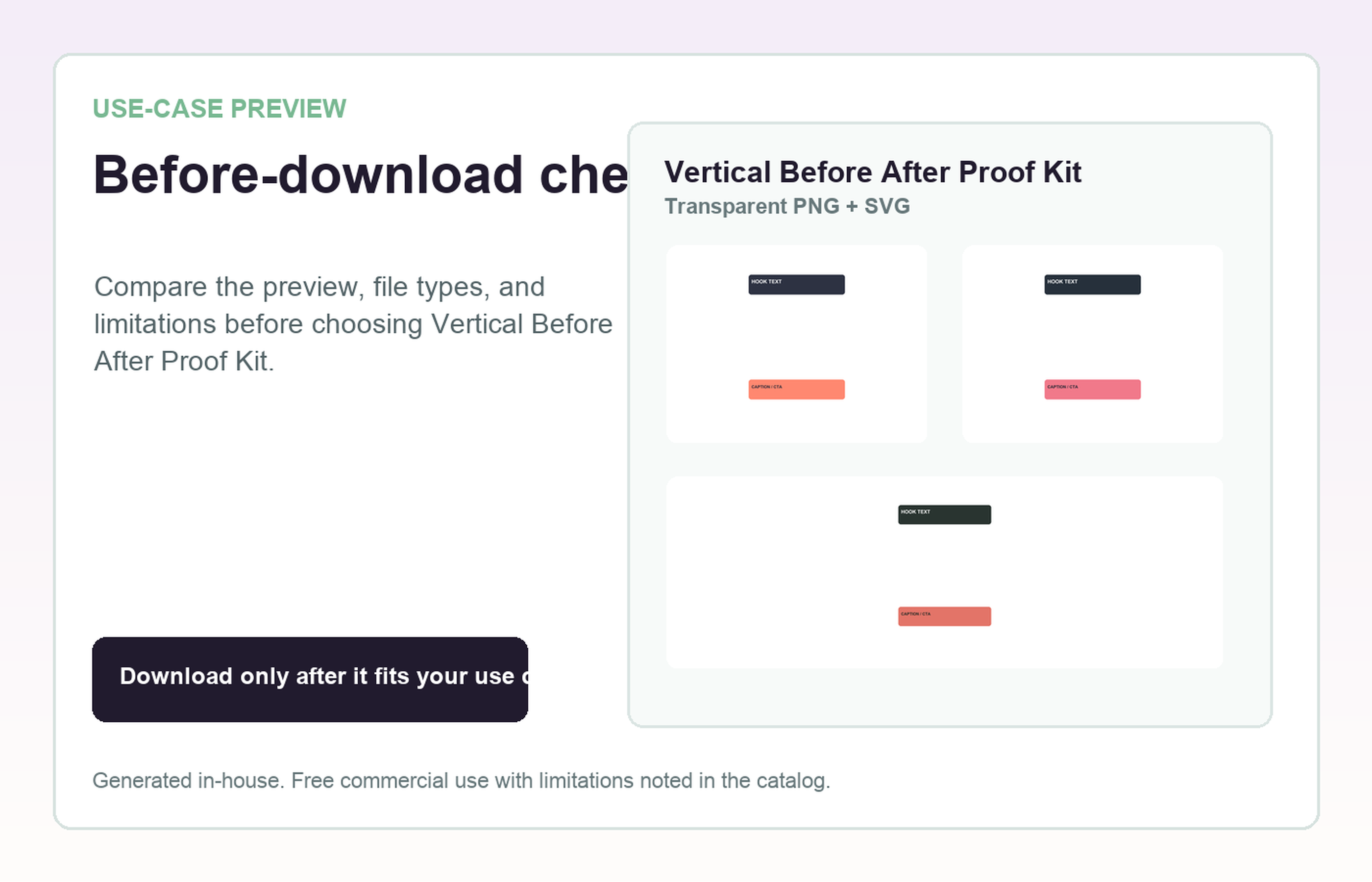 Vertical Before After Proof Kit Before-download check use-case preview