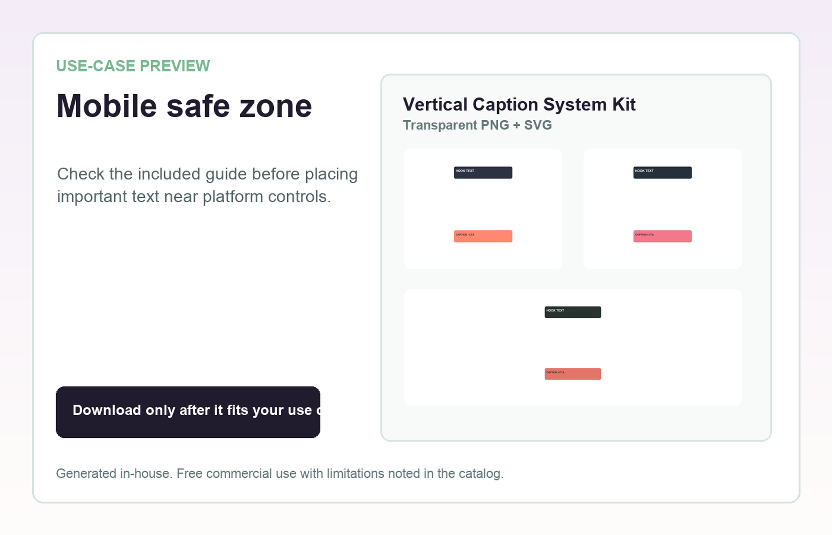 Vertical Caption System Kit Mobile safe zone use-case preview
