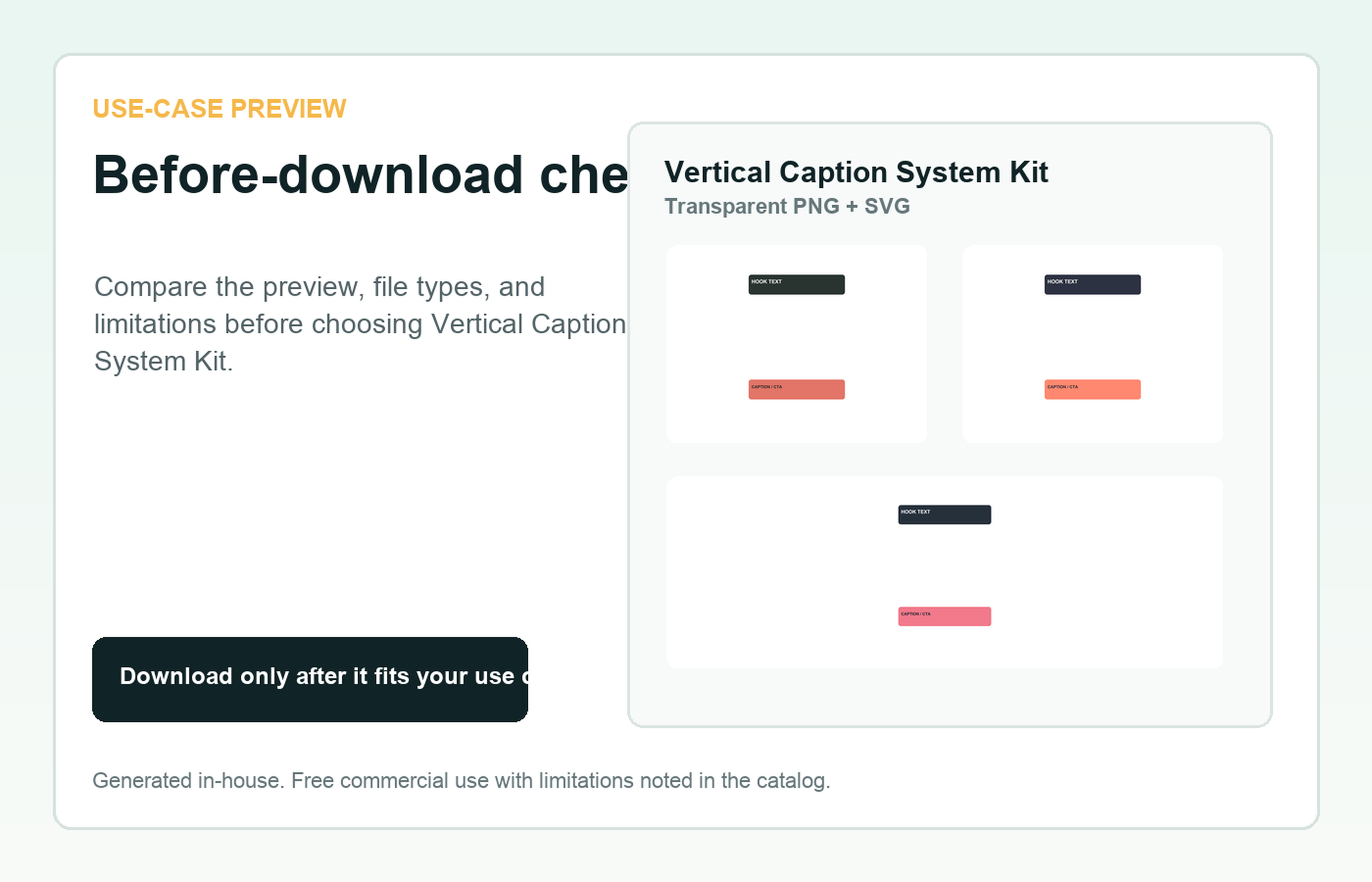 Vertical Caption System Kit Before-download check use-case preview