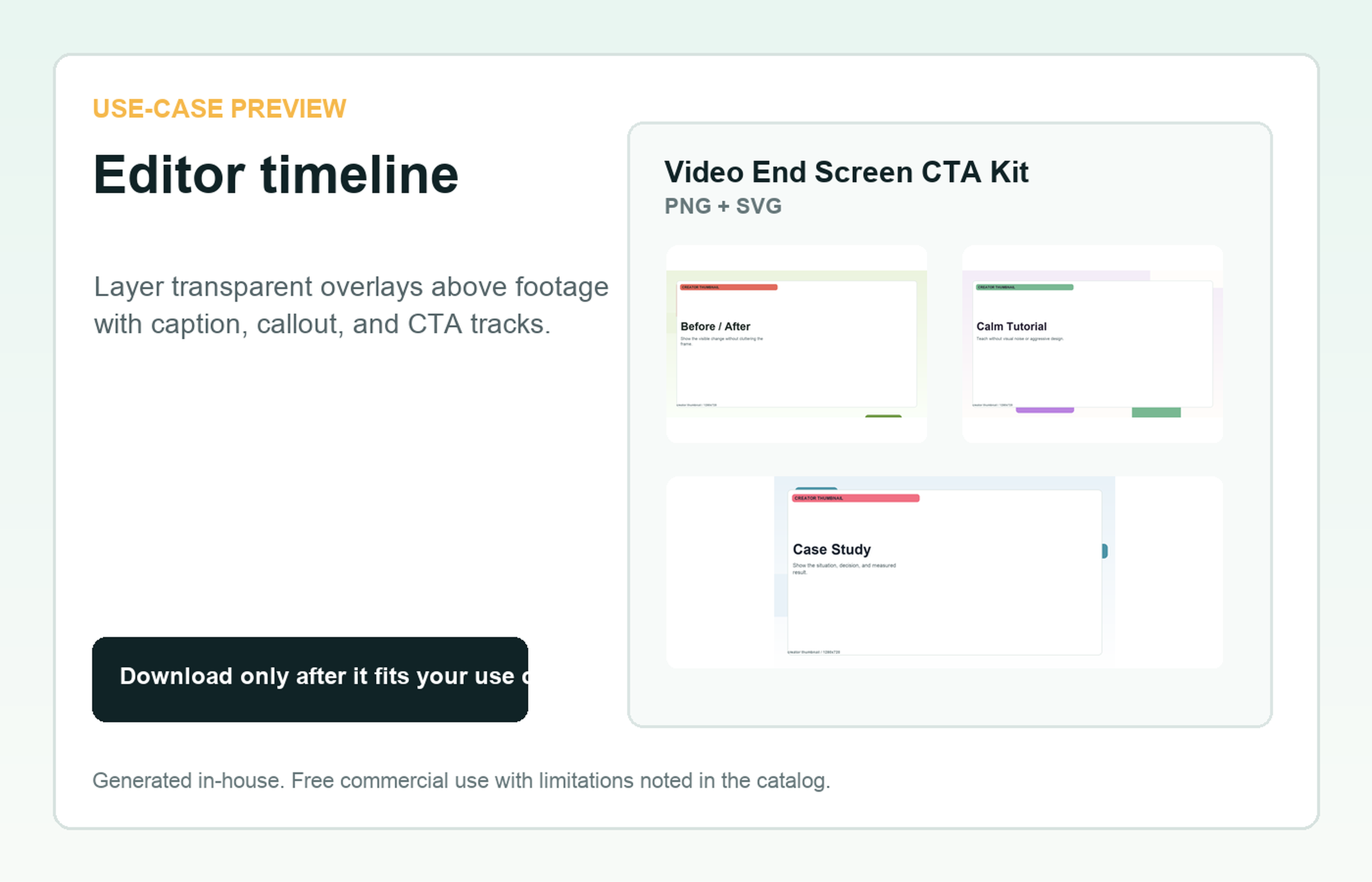 Video End Screen CTA Kit Editor timeline use-case preview