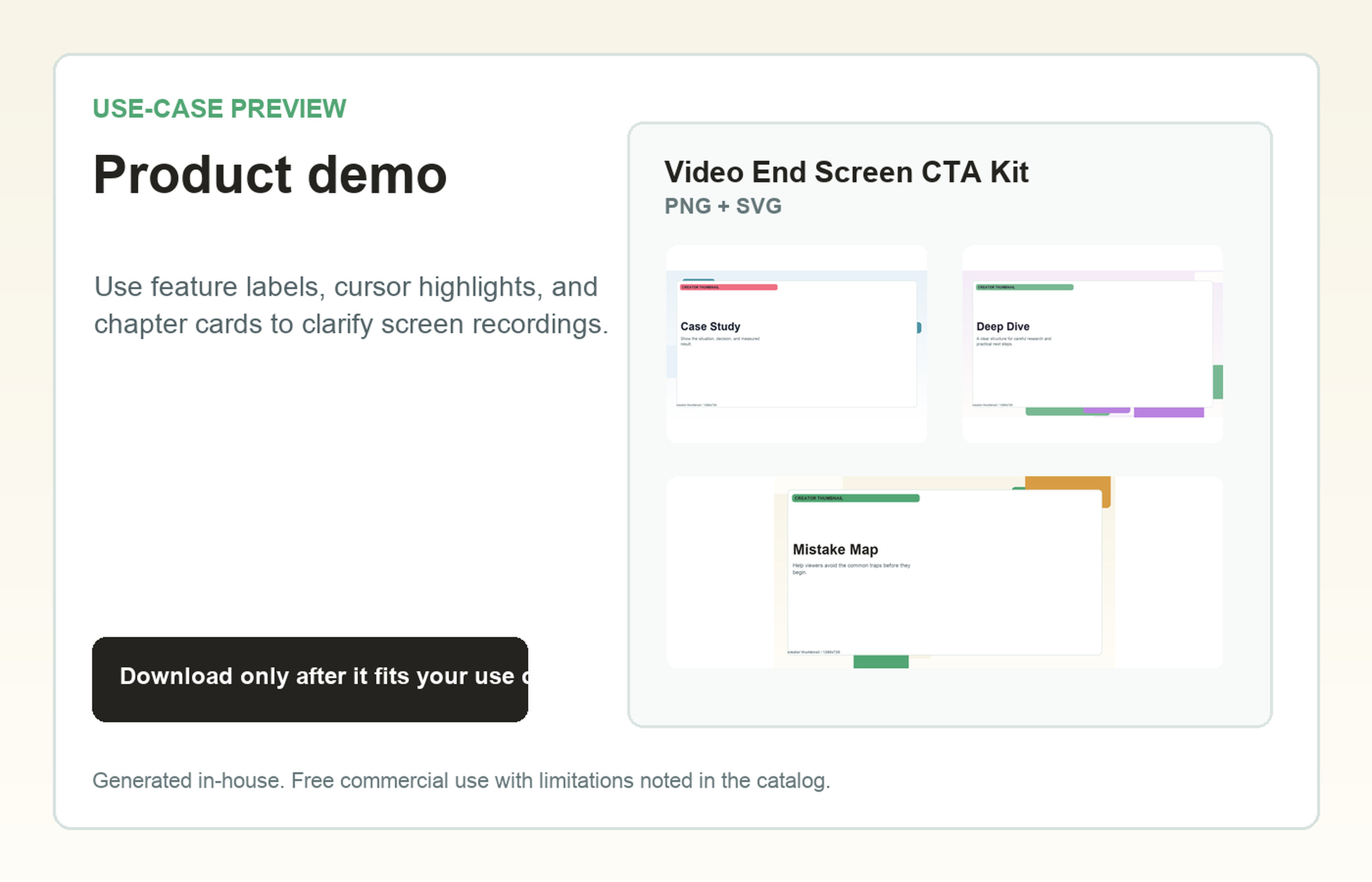 Video End Screen CTA Kit Product demo use-case preview