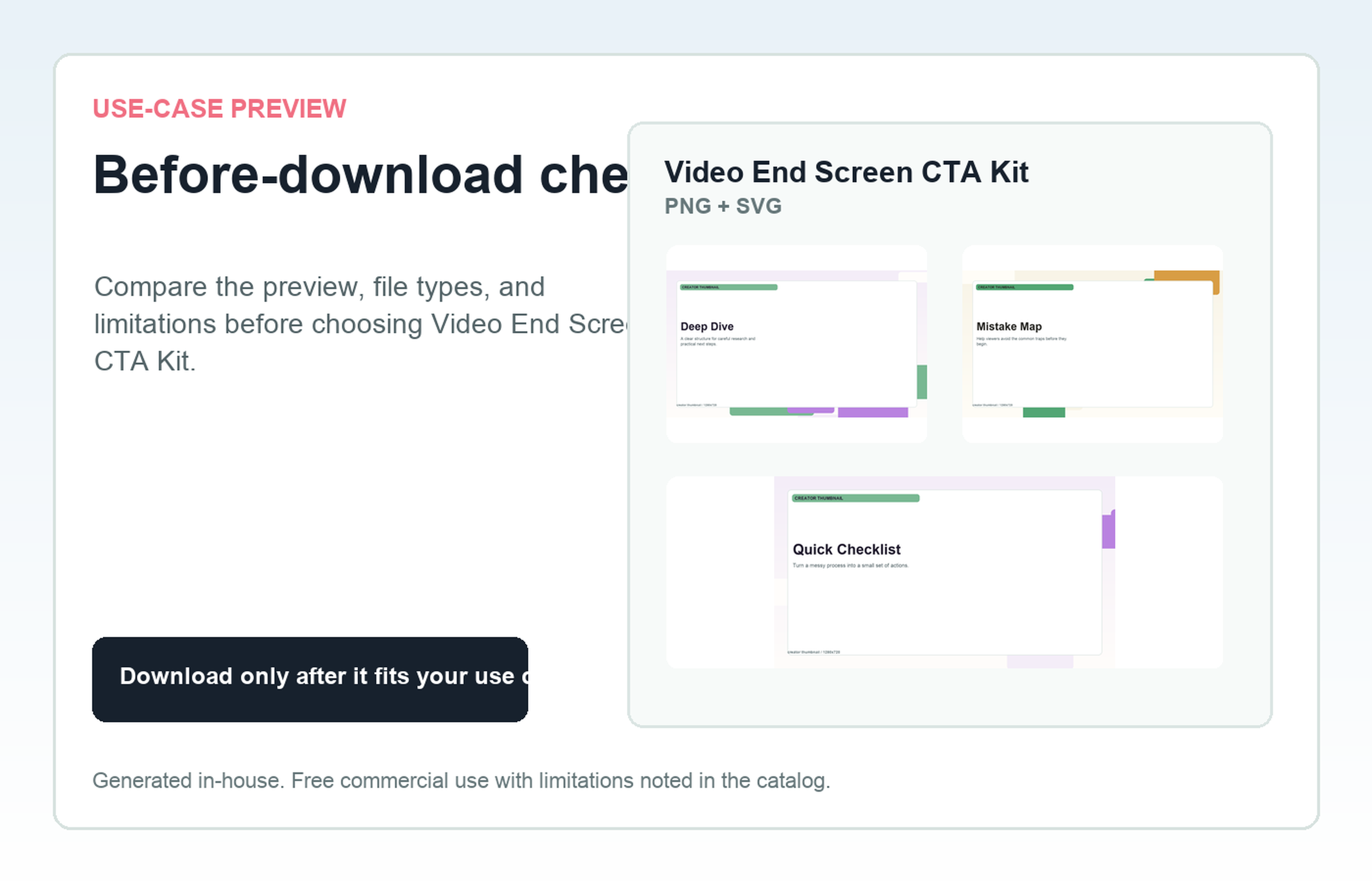 Video End Screen CTA Kit Before-download check use-case preview