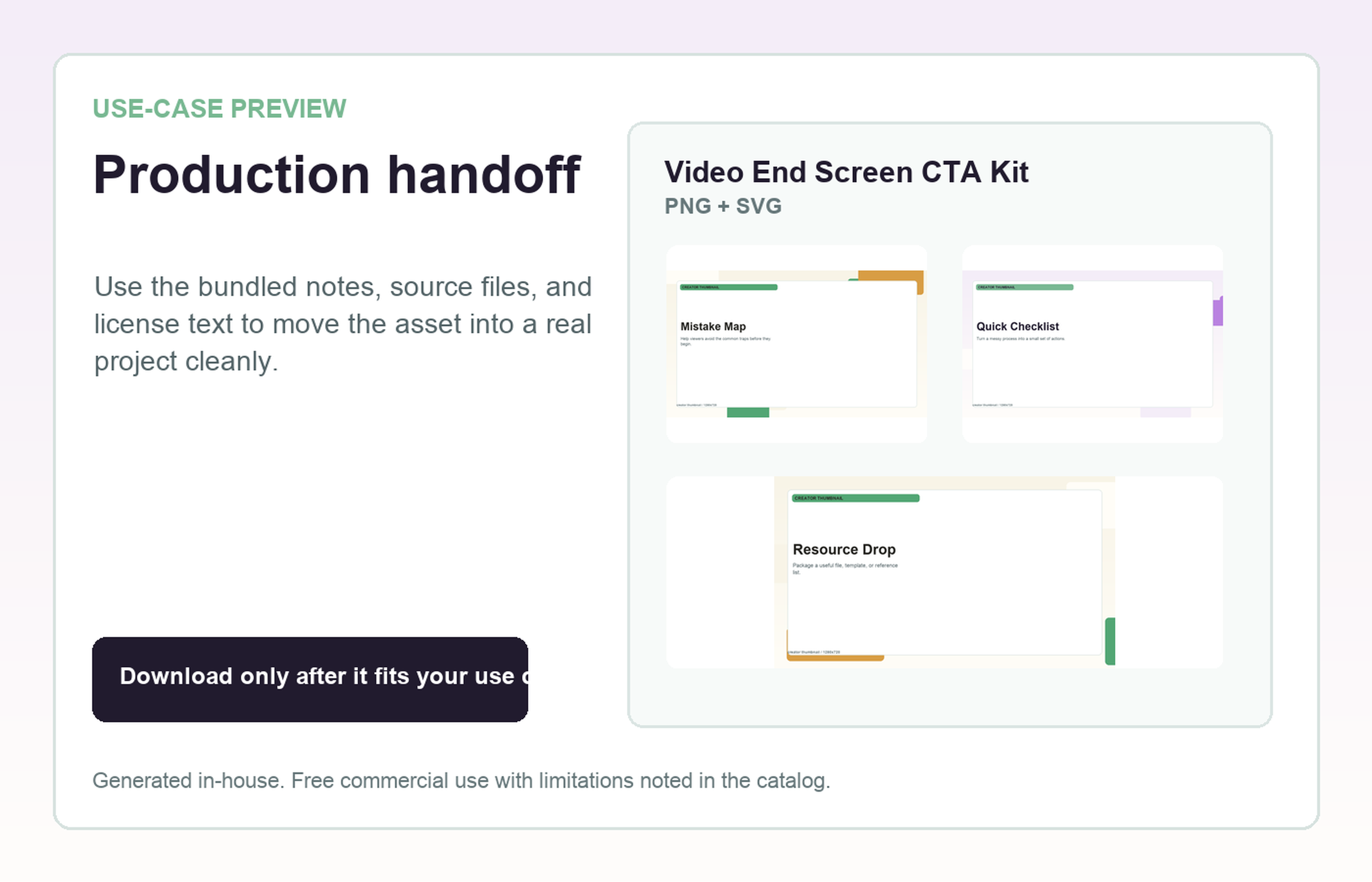 Video End Screen CTA Kit Production handoff use-case preview