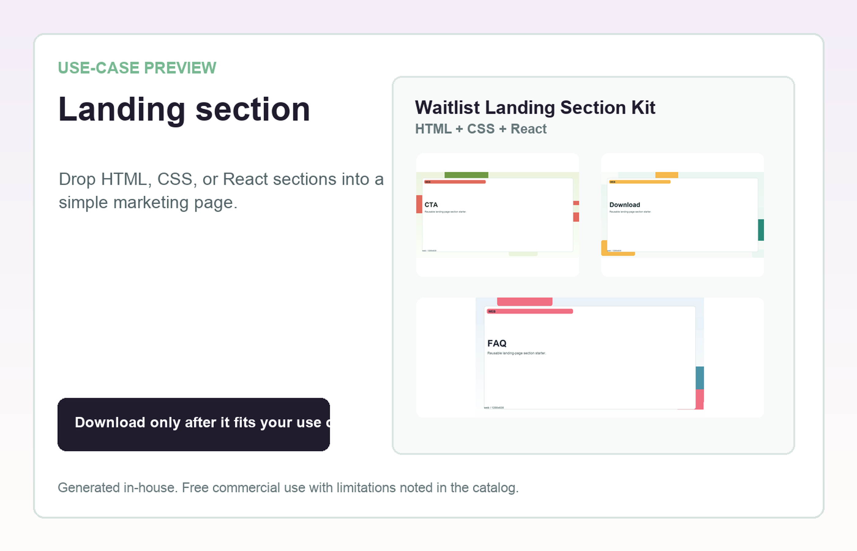 Waitlist Landing Section Kit Landing section use-case preview