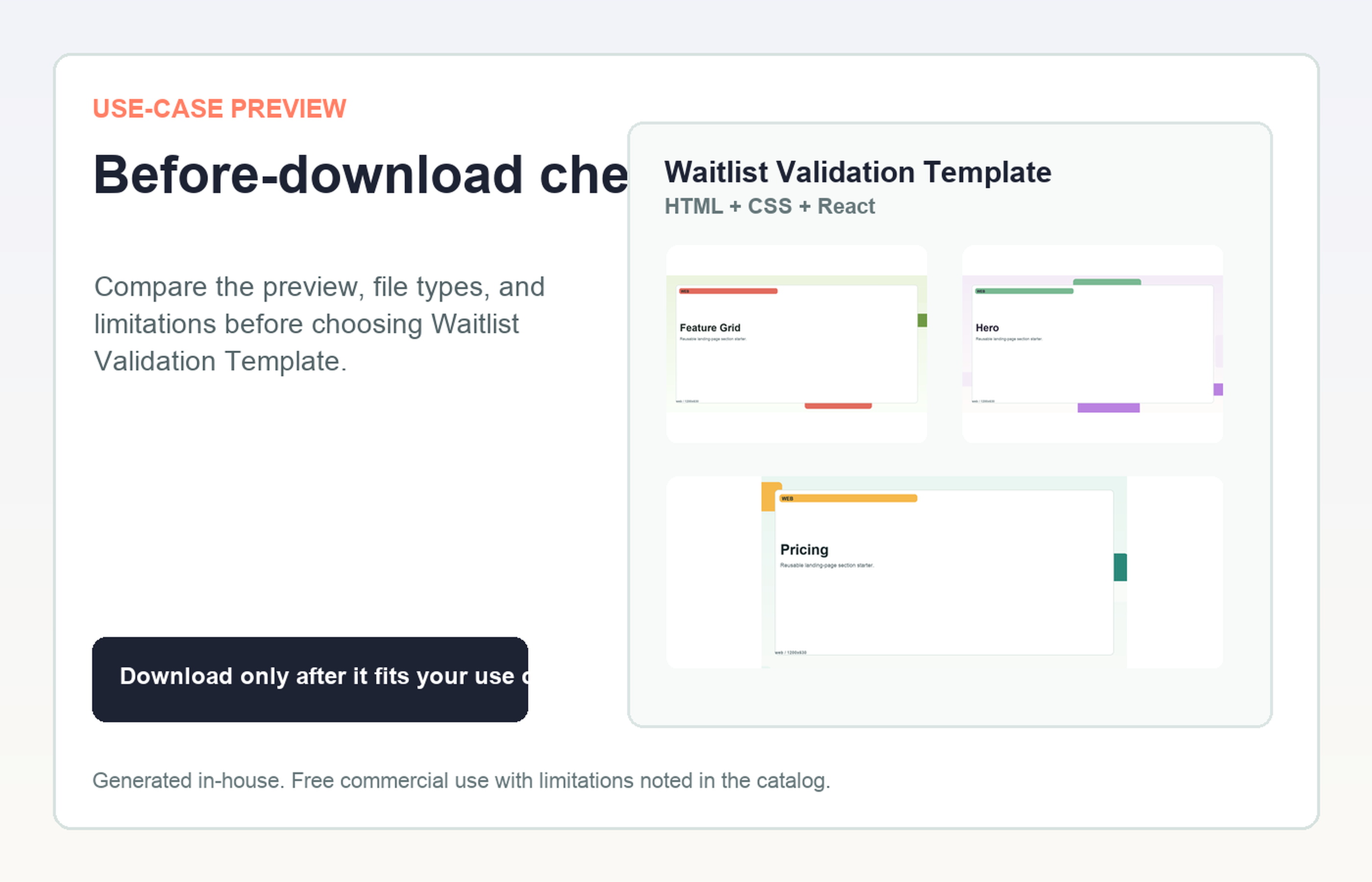 Waitlist Validation Template Before-download check use-case preview