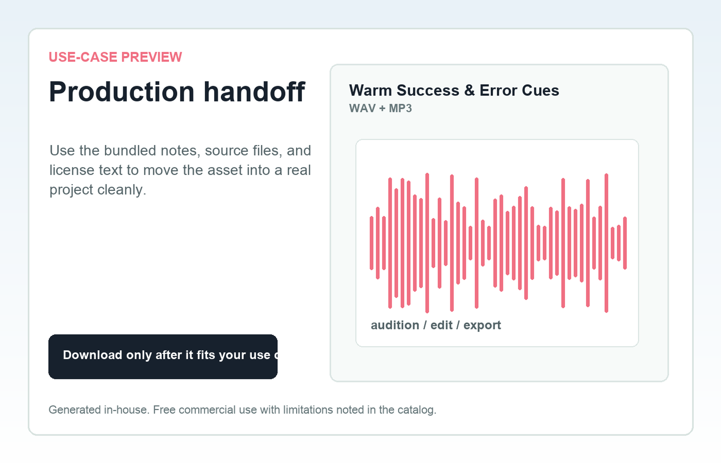 Warm Success & Error Cues Production handoff use-case preview