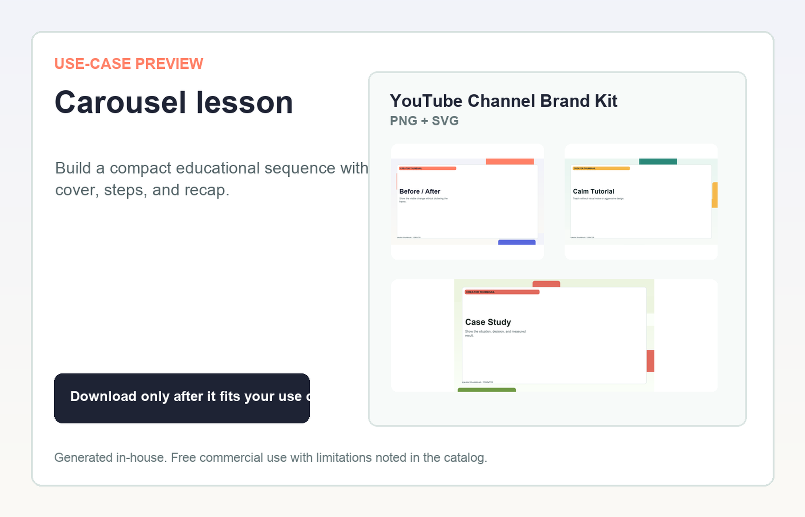 YouTube Channel Brand Kit Carousel lesson use-case preview