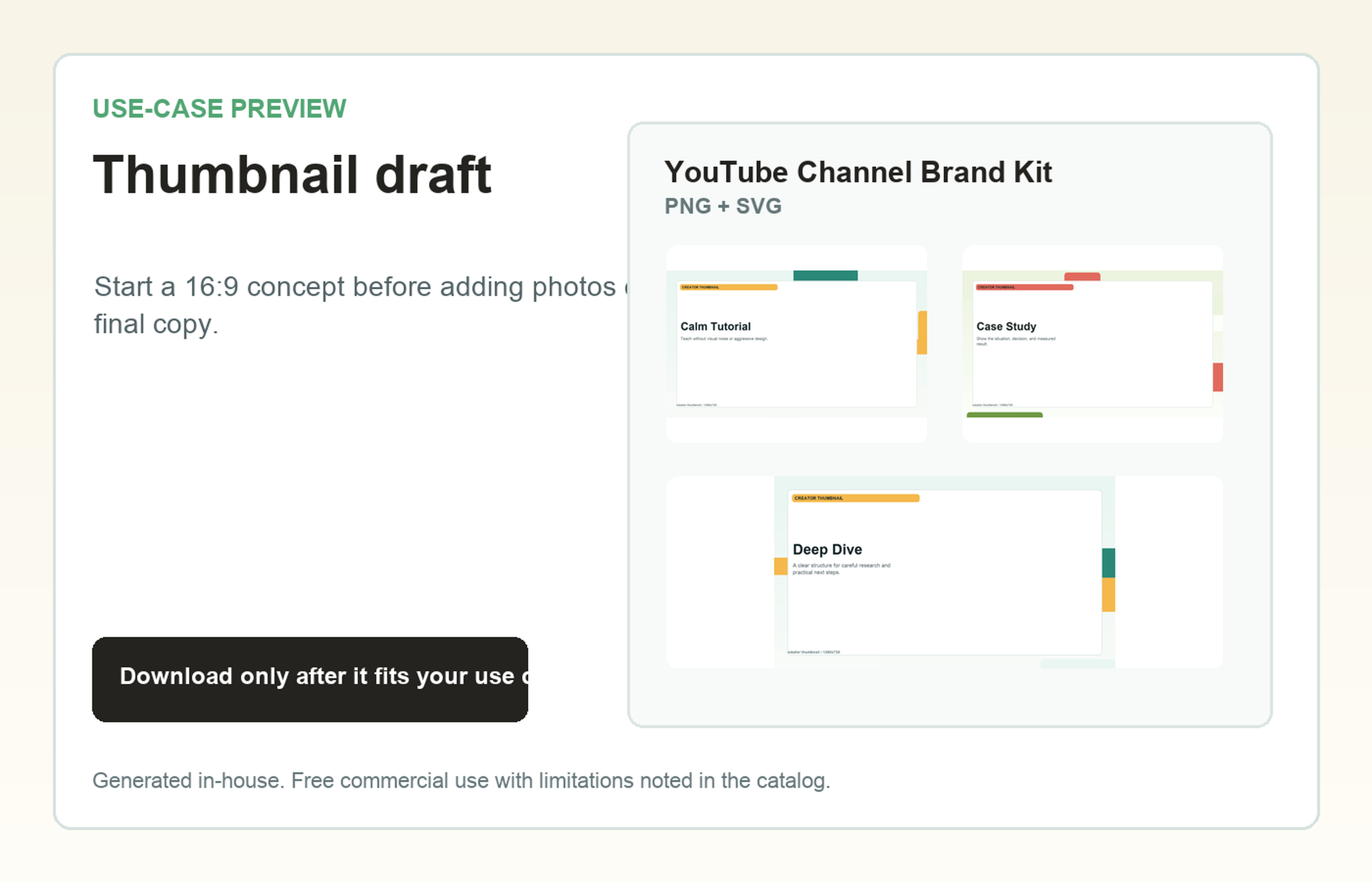YouTube Channel Brand Kit Thumbnail draft use-case preview