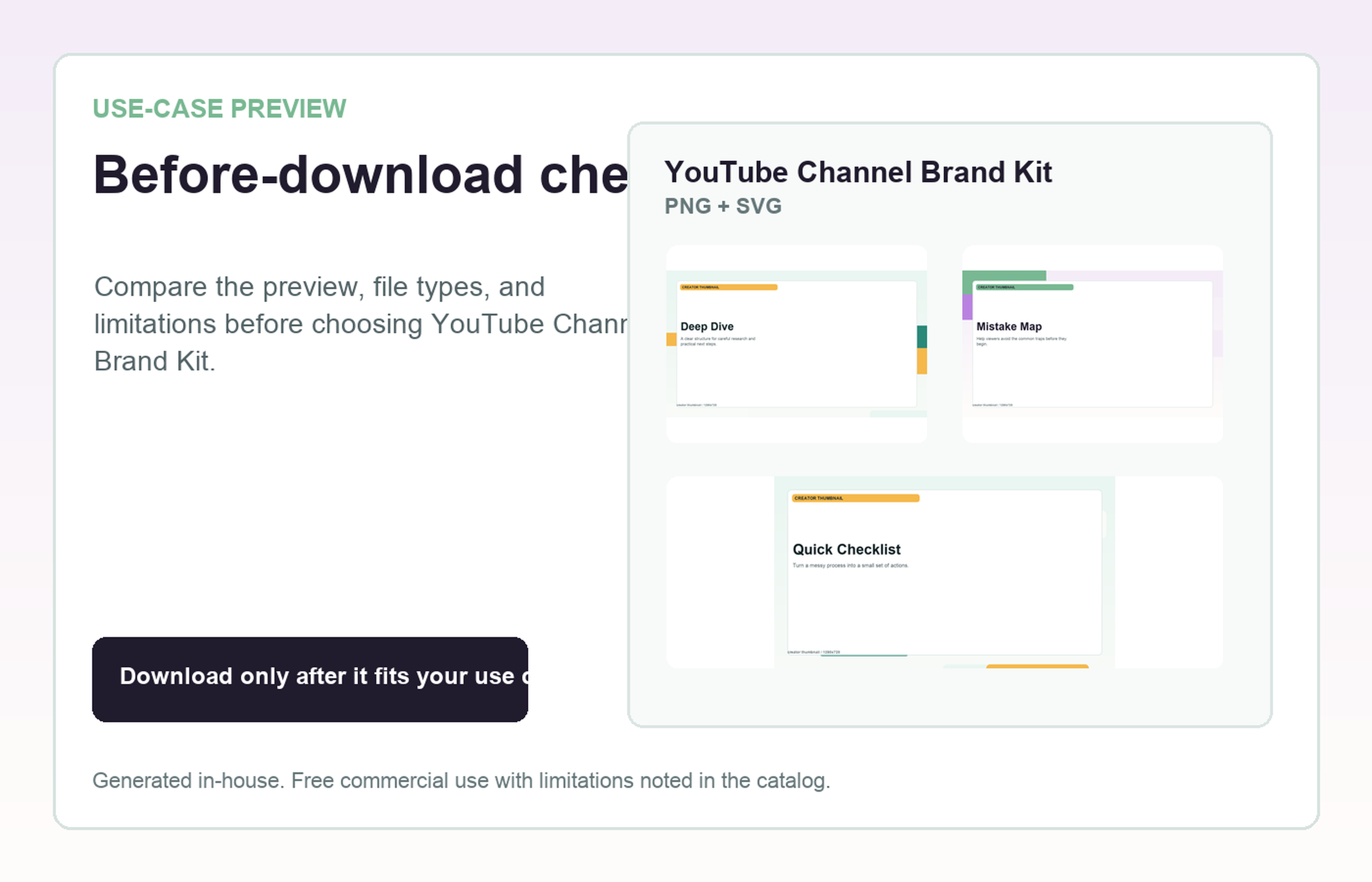 YouTube Channel Brand Kit Before-download check use-case preview