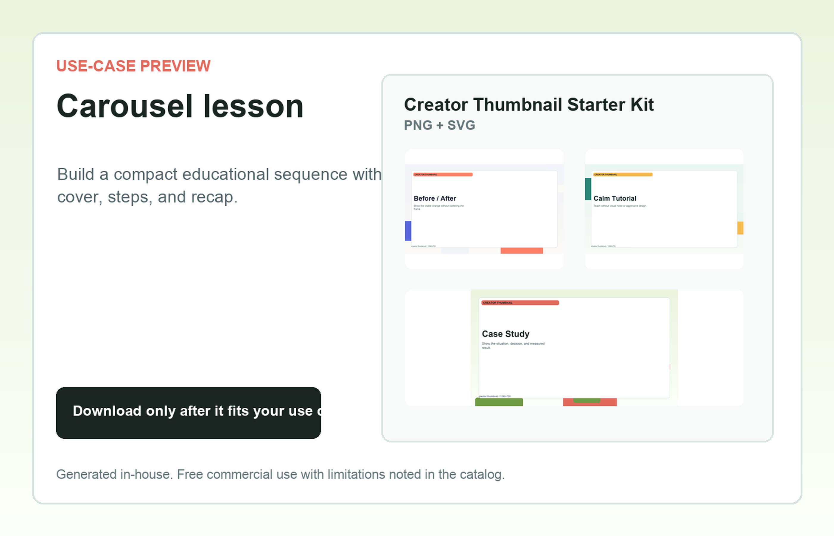 Creator Thumbnail Starter Kit Carousel lesson use-case preview