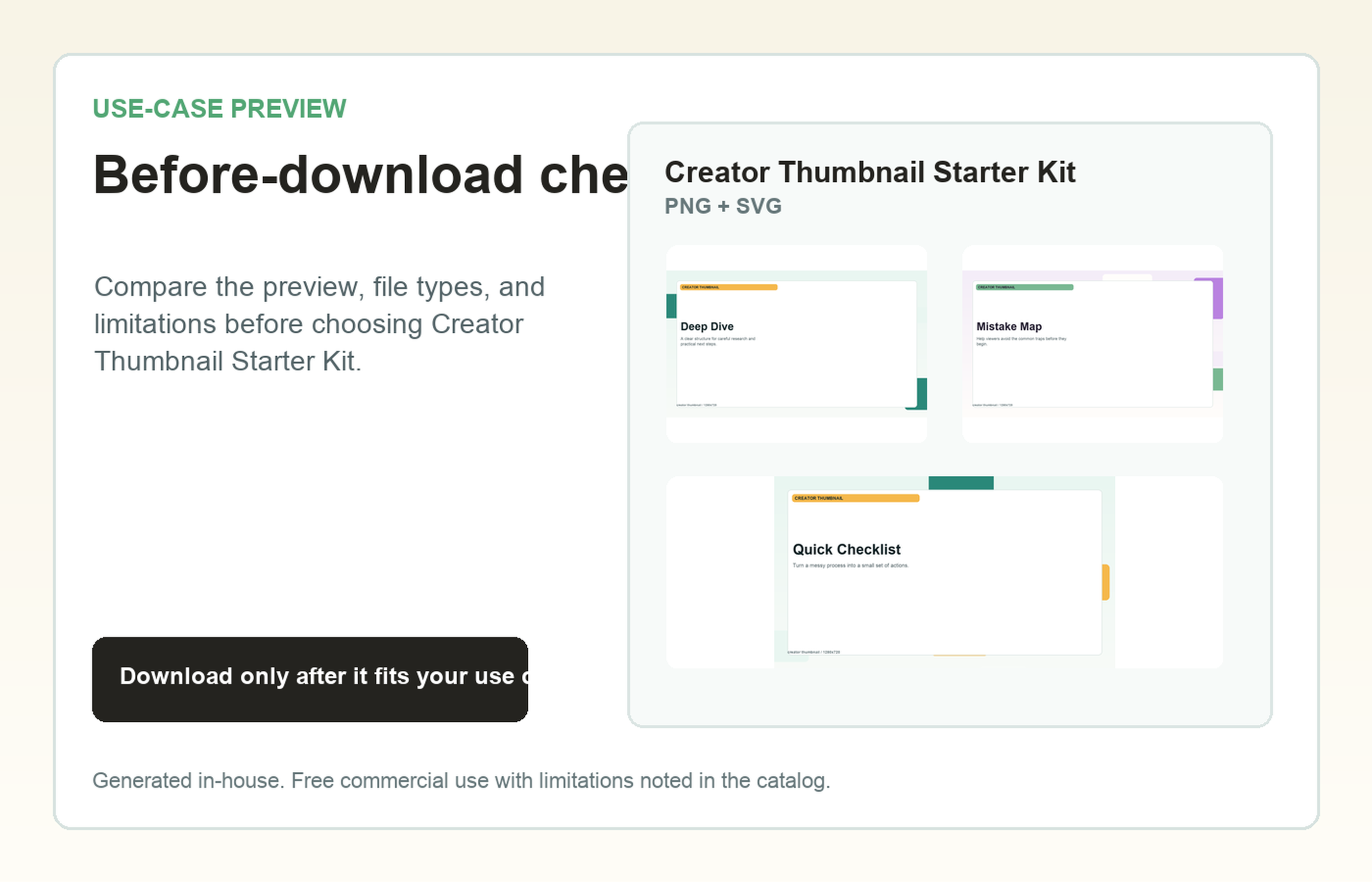 Creator Thumbnail Starter Kit Before-download check use-case preview