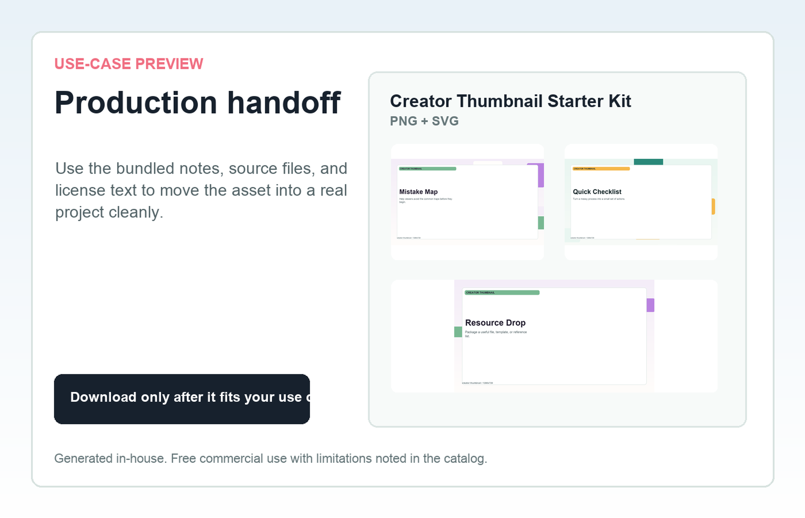 Creator Thumbnail Starter Kit Production handoff use-case preview