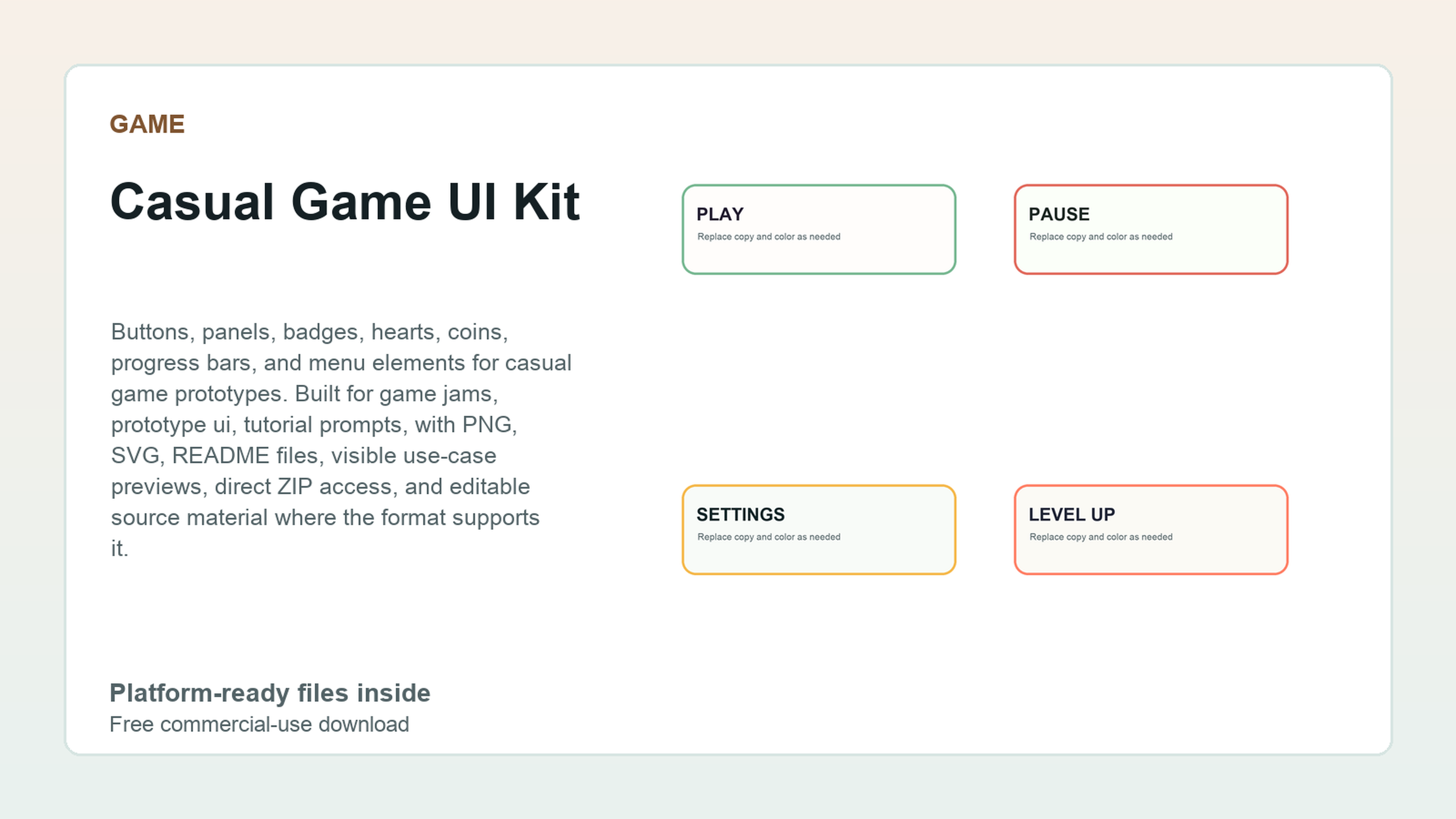 Casual Game UI Kit preview