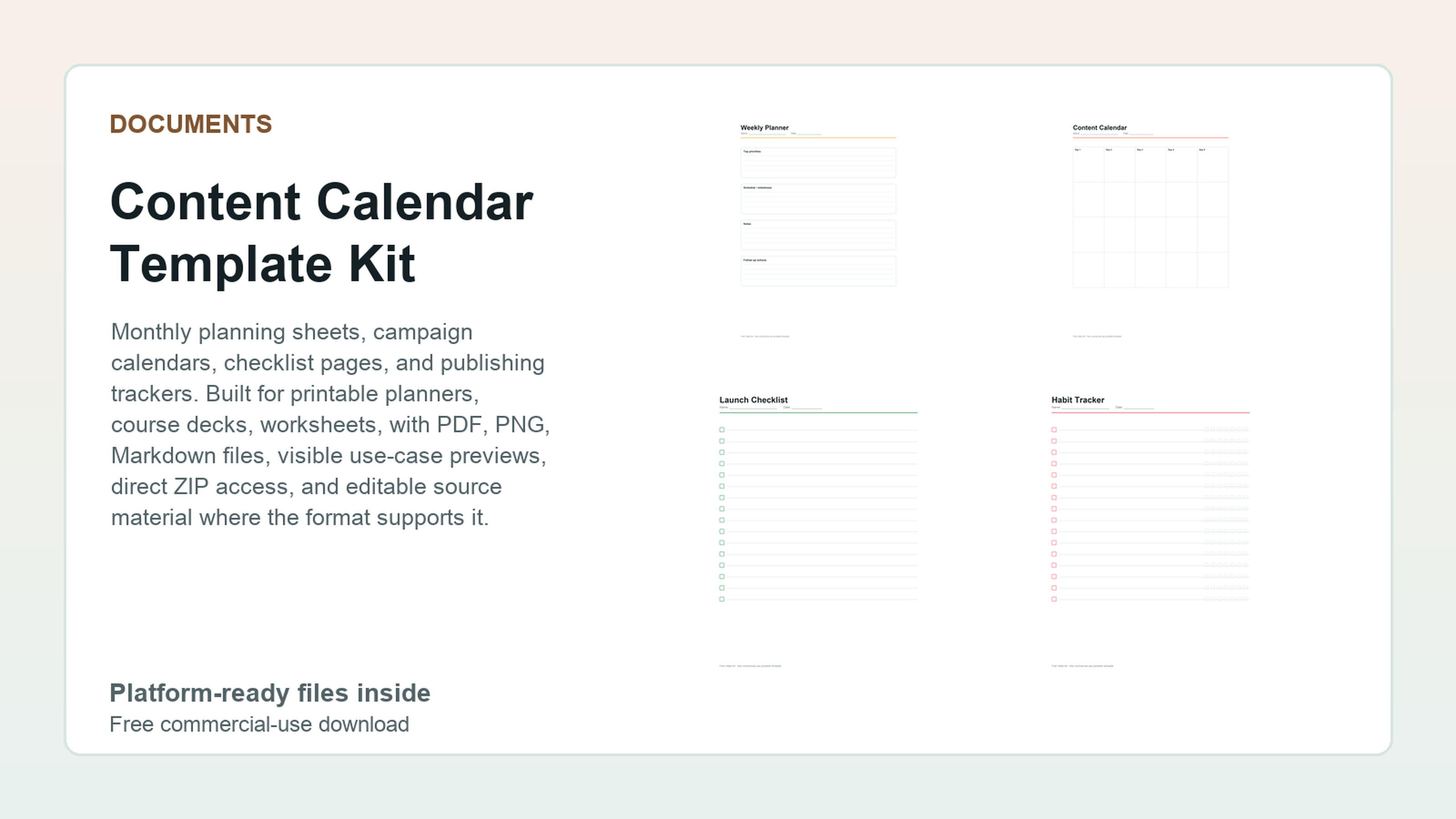 Content Calendar Template Kit