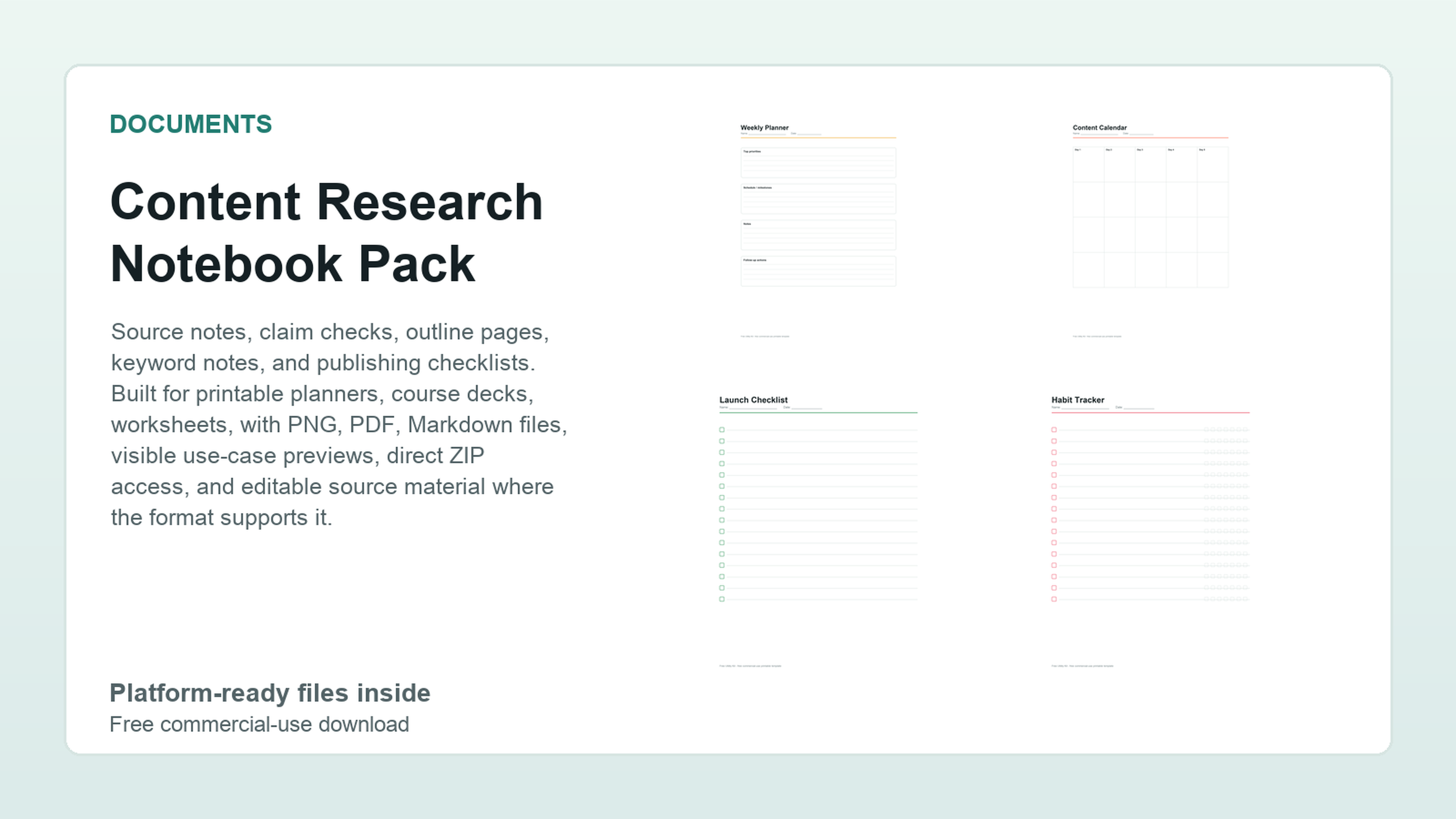 Content Research Notebook Pack