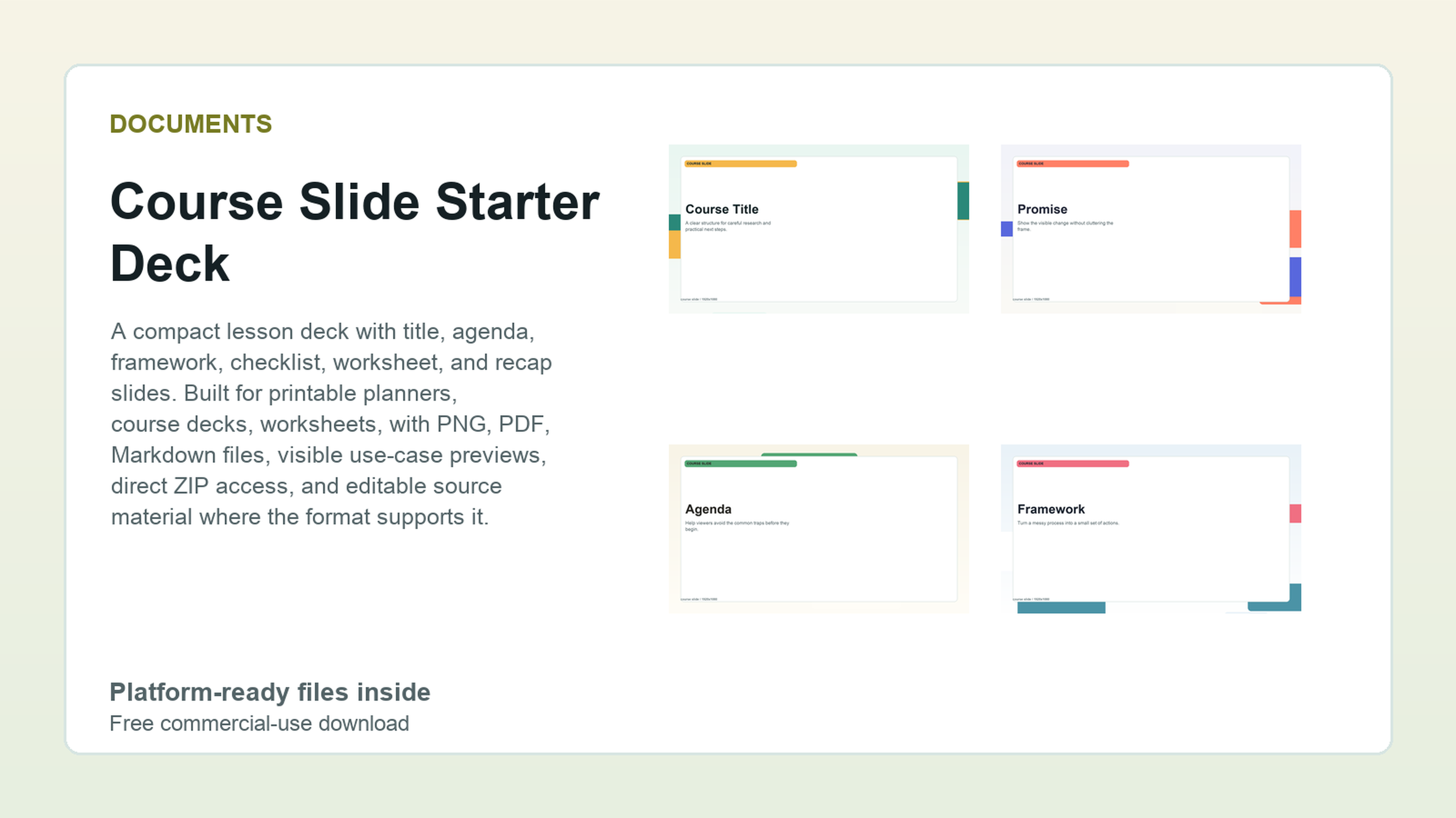 Course Slide Starter Deck