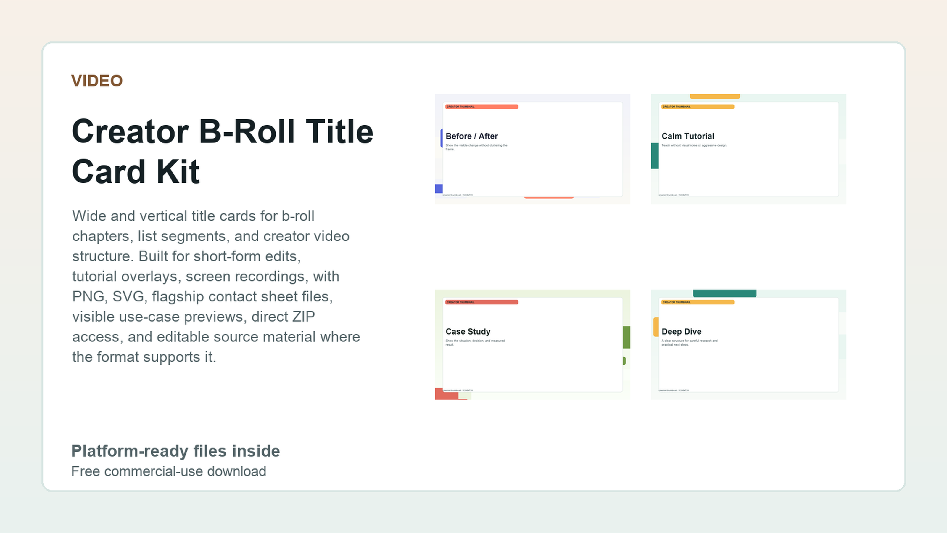 Creator B-Roll Title Card Kit