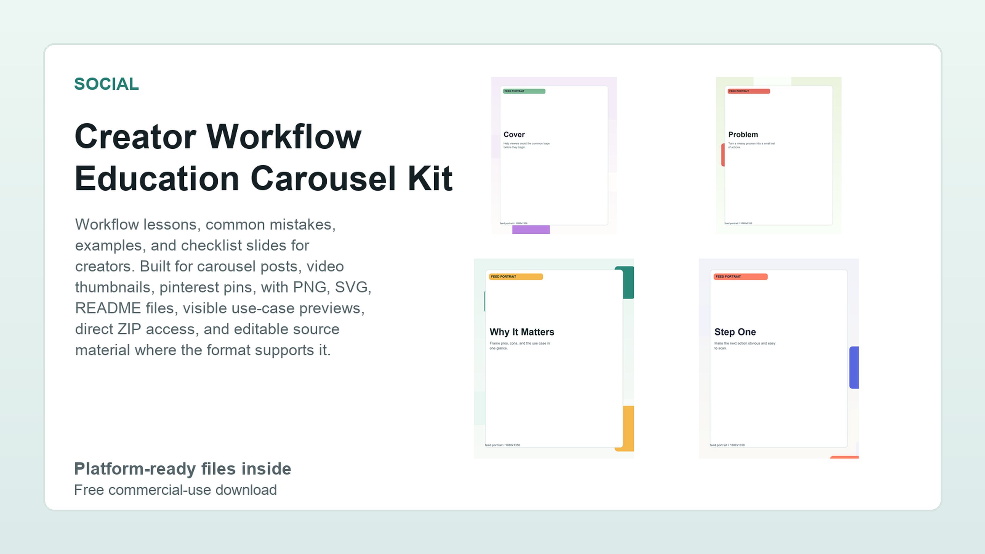 Creator Workflow Education Carousel Kit