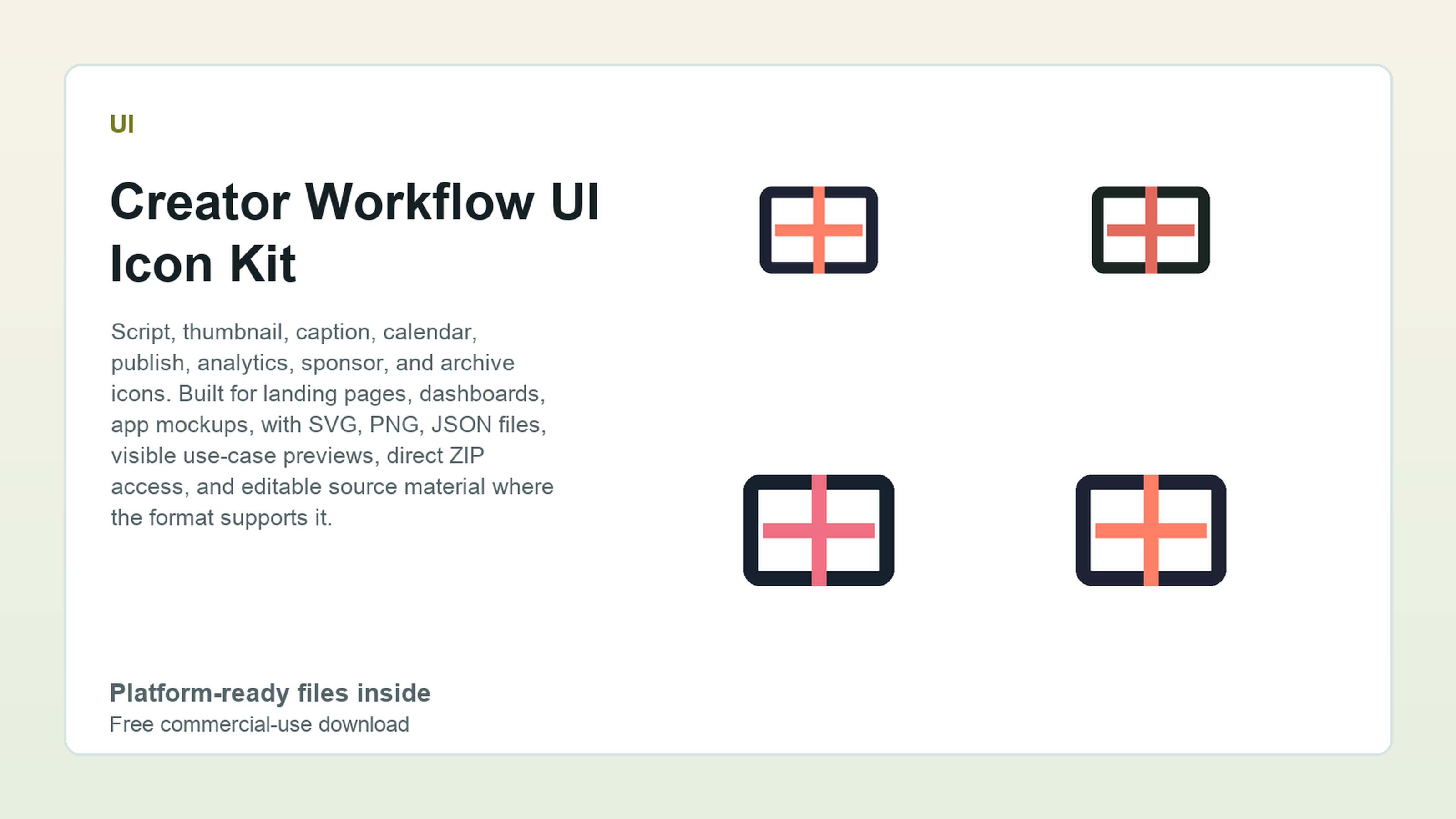 Creator Workflow UI Icon Kit preview