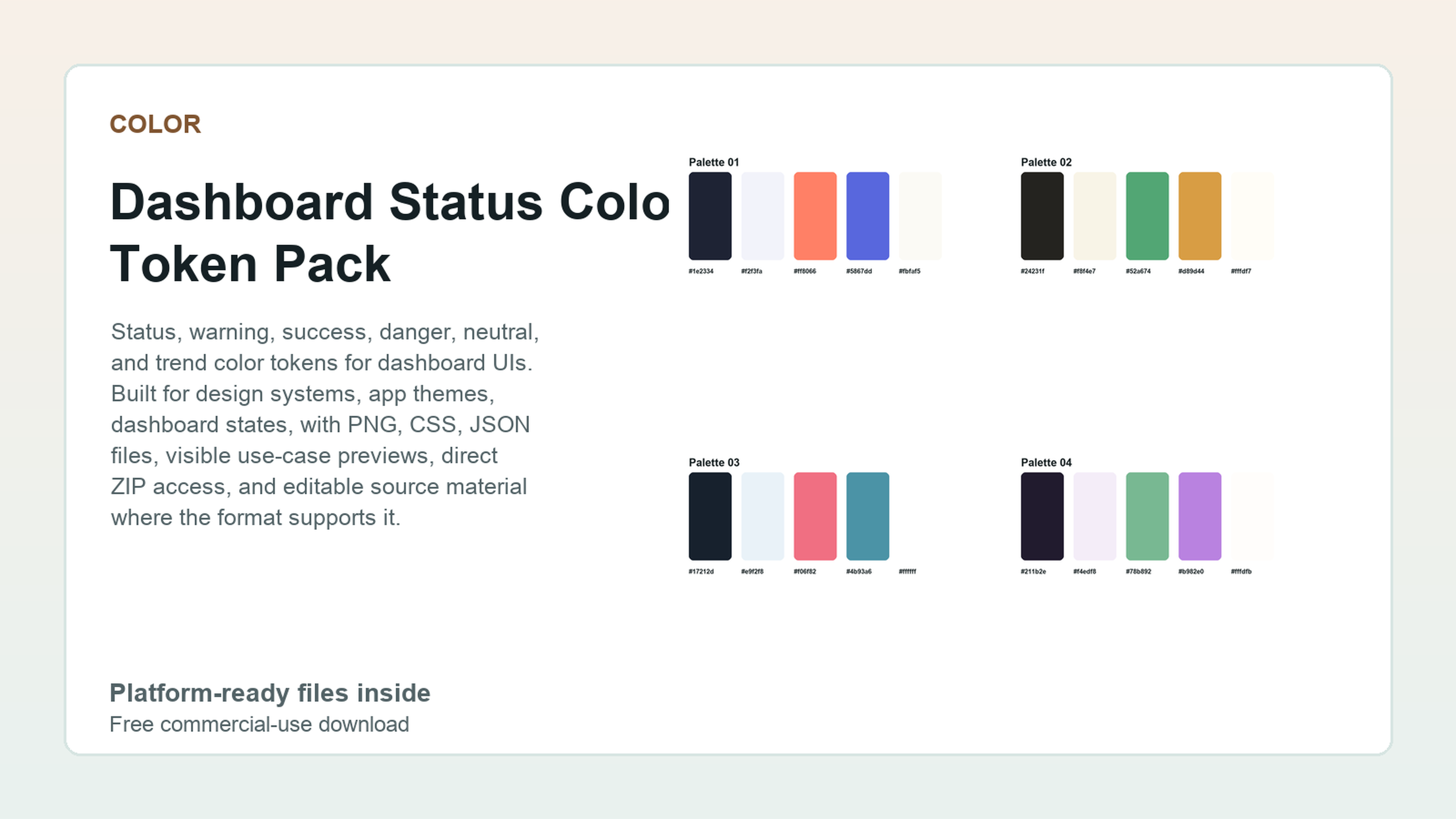 Dashboard Status Color Token Pack