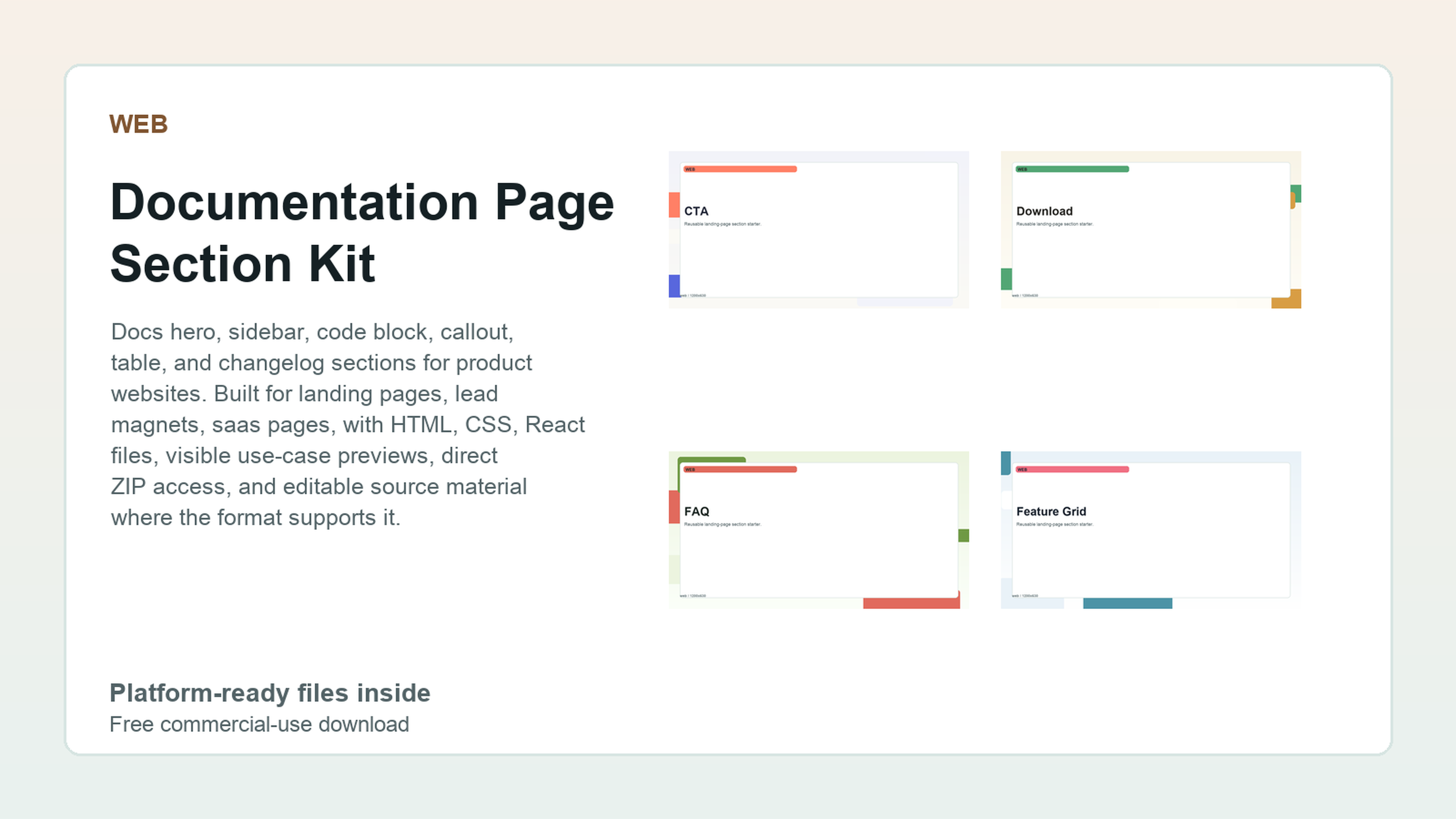 Documentation Page Section Kit preview