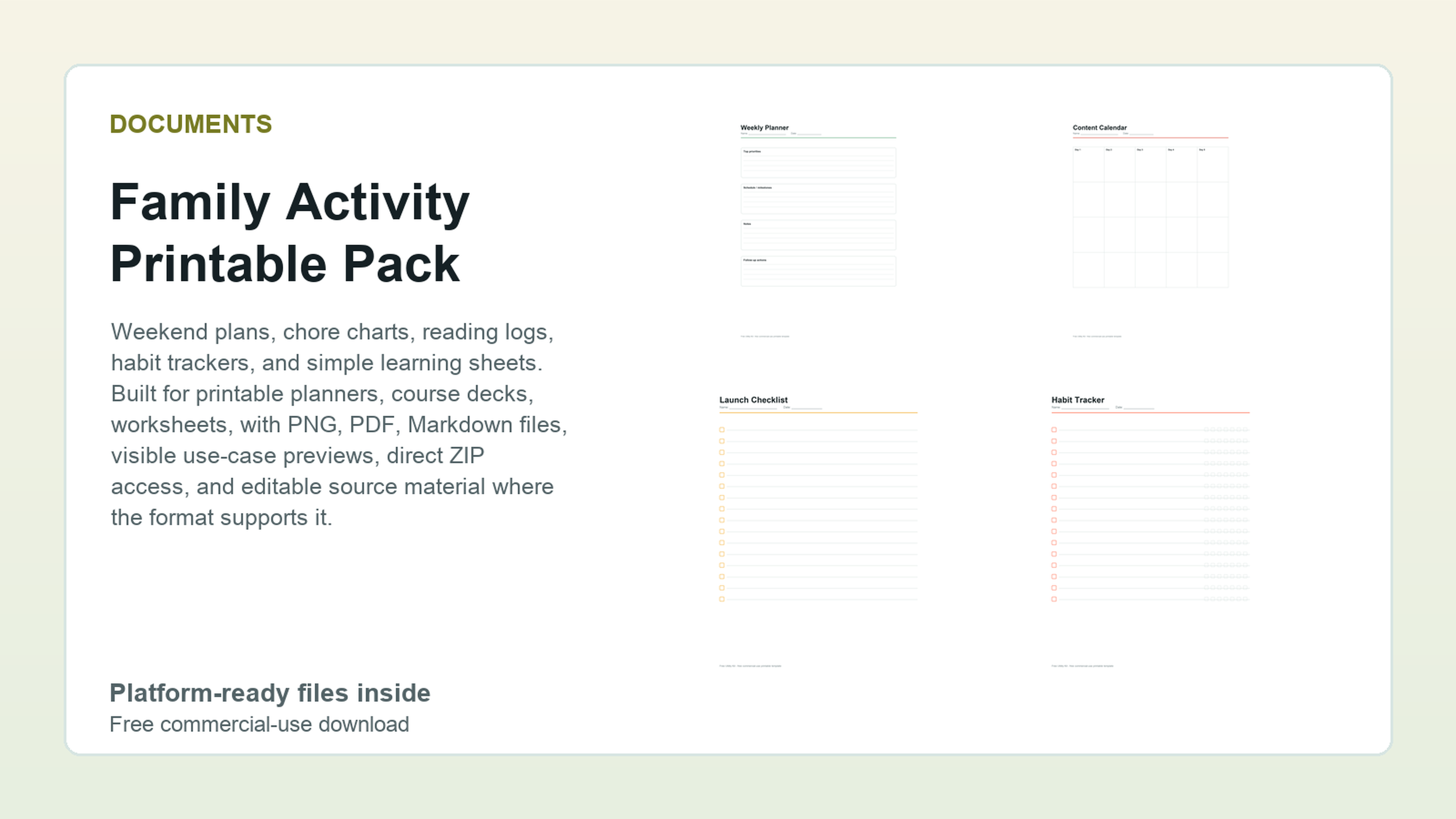 Family Activity Printable Pack