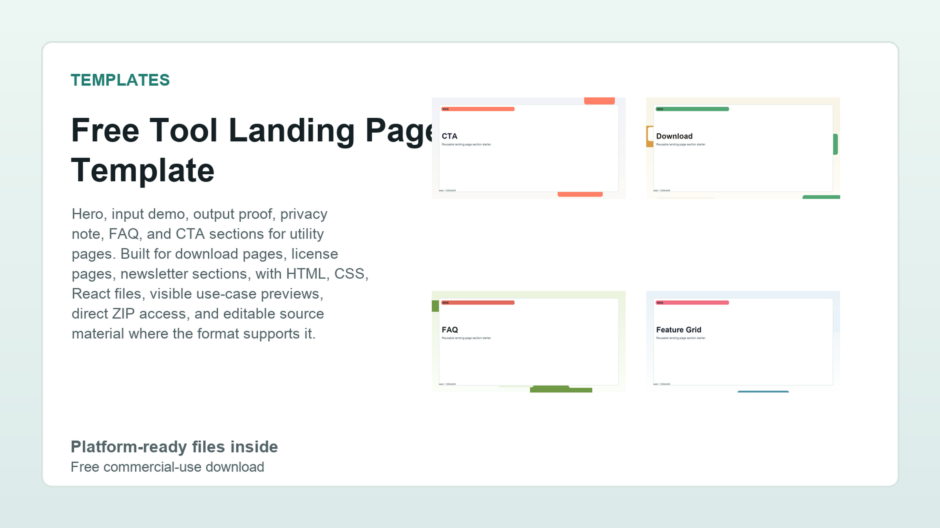 Free Tool Landing Page Template