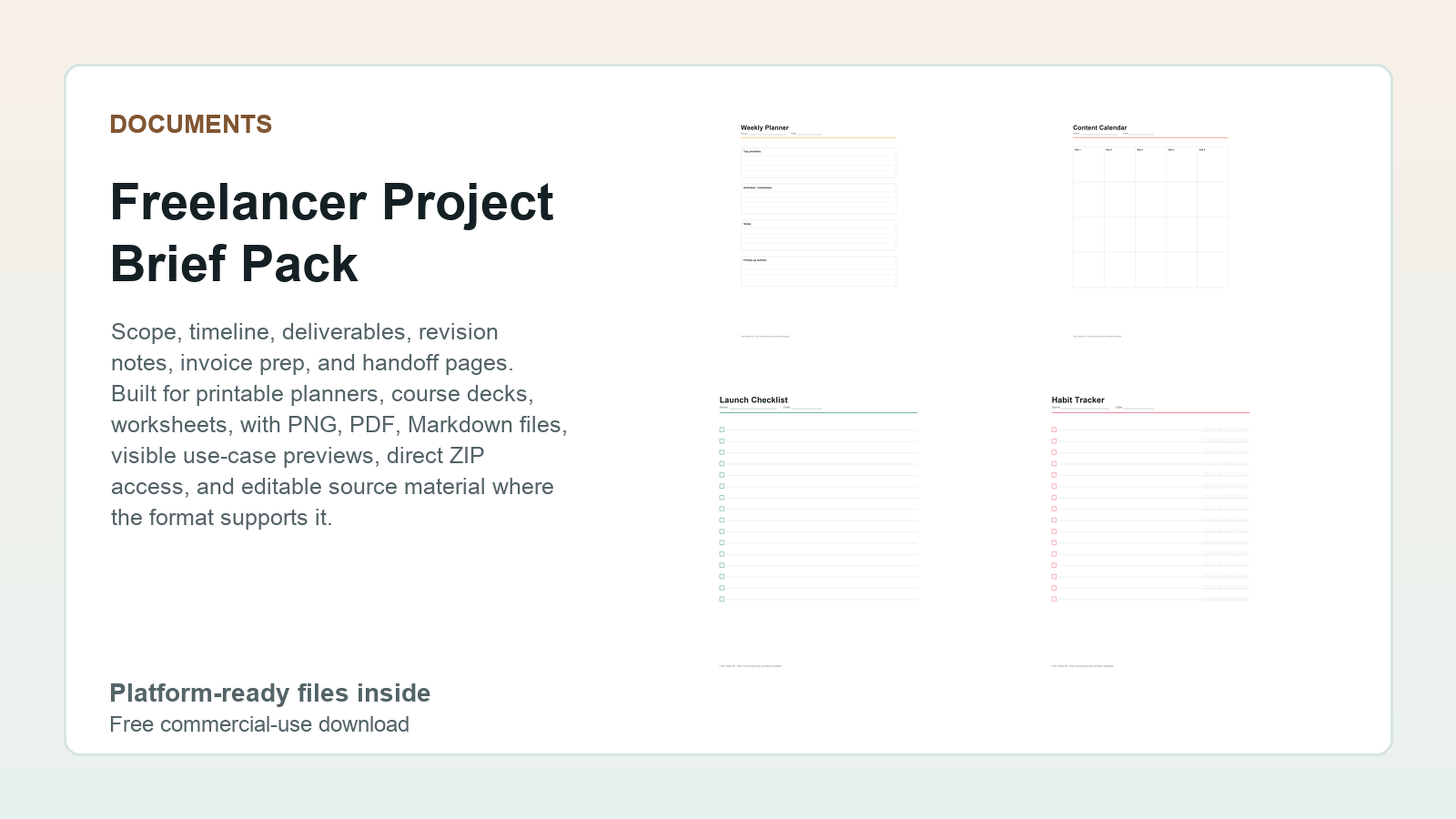 Freelancer Project Brief Pack