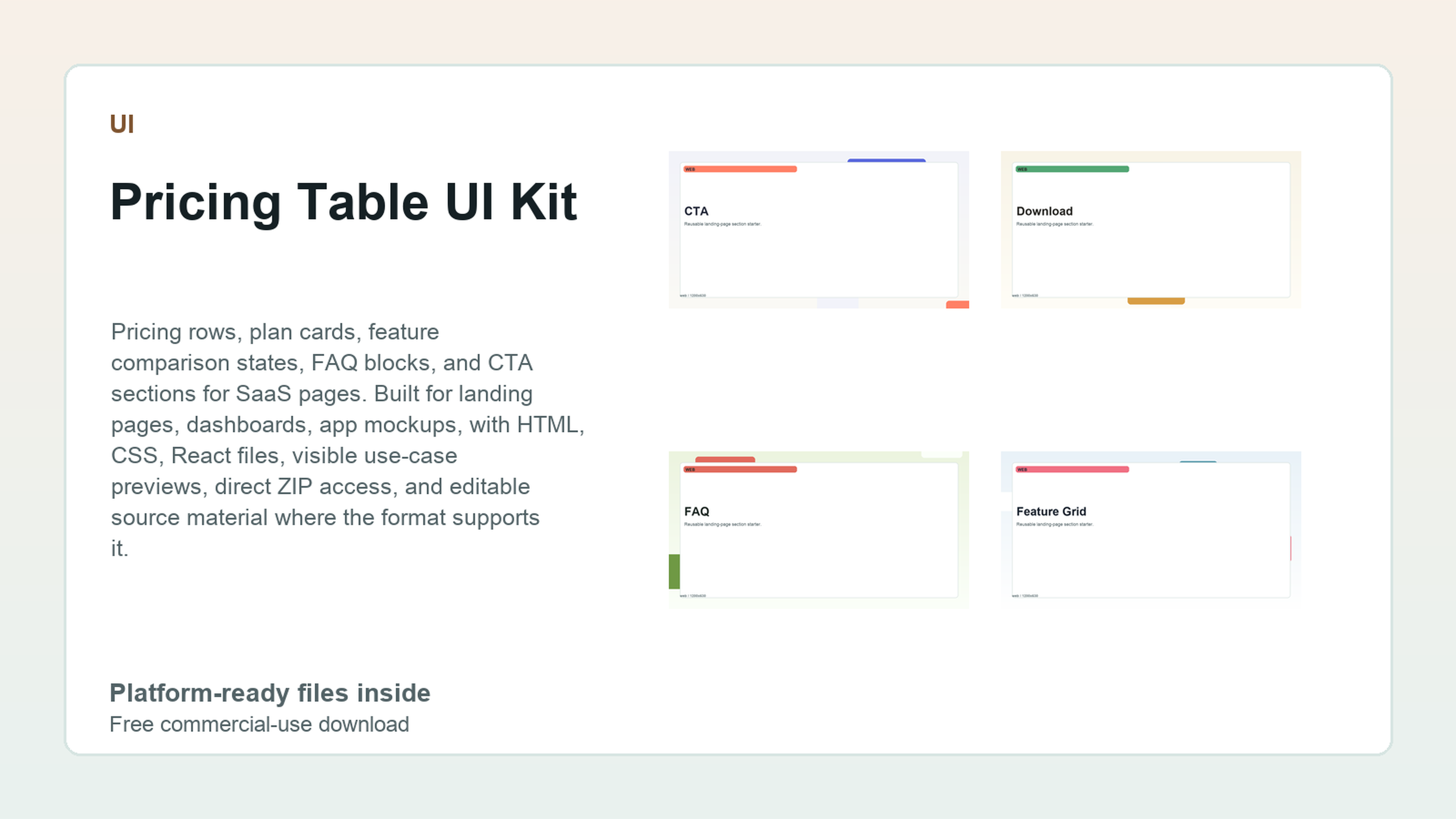 Pricing Table UI Kit preview