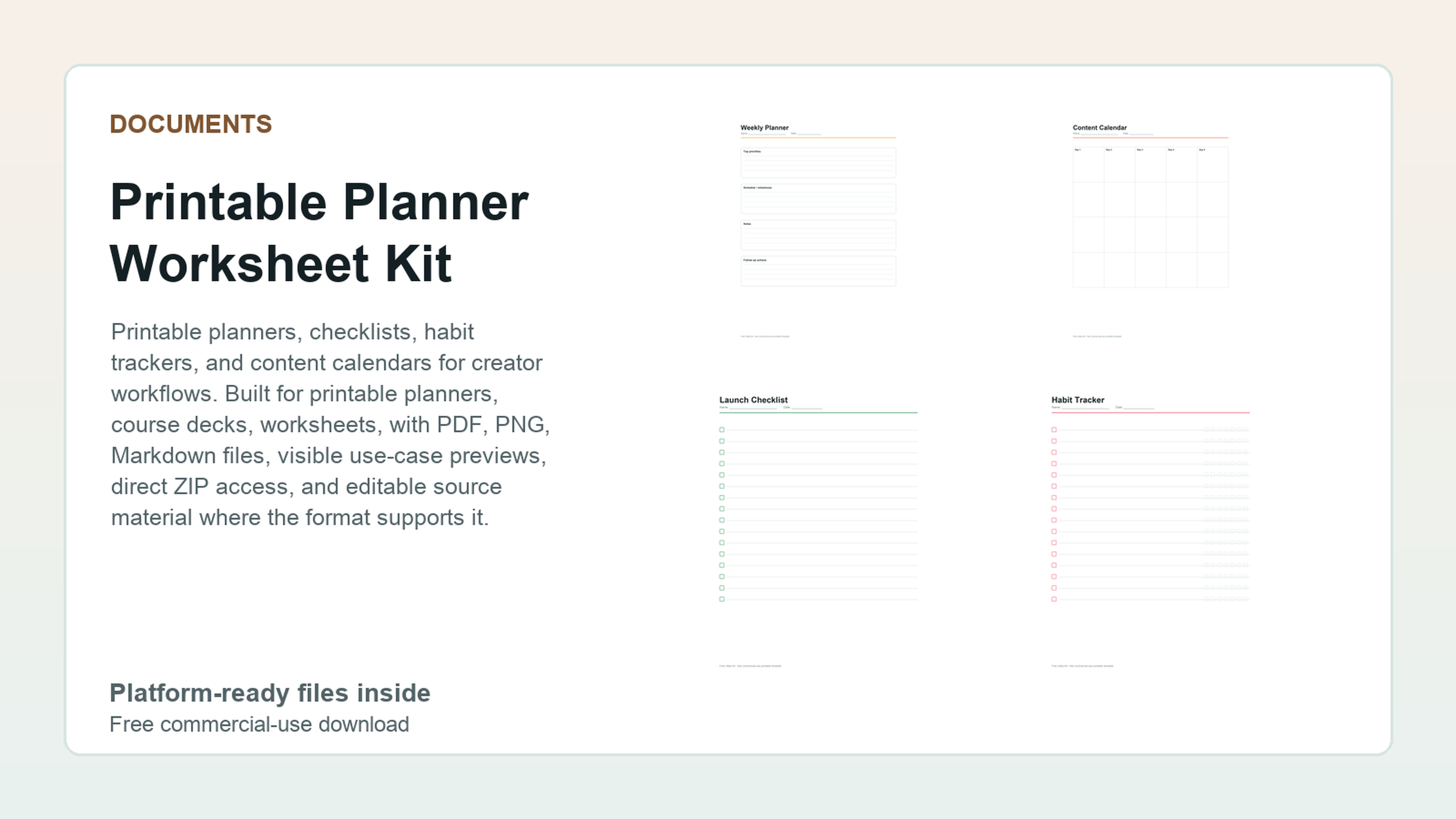Printable Planner Worksheet Kit